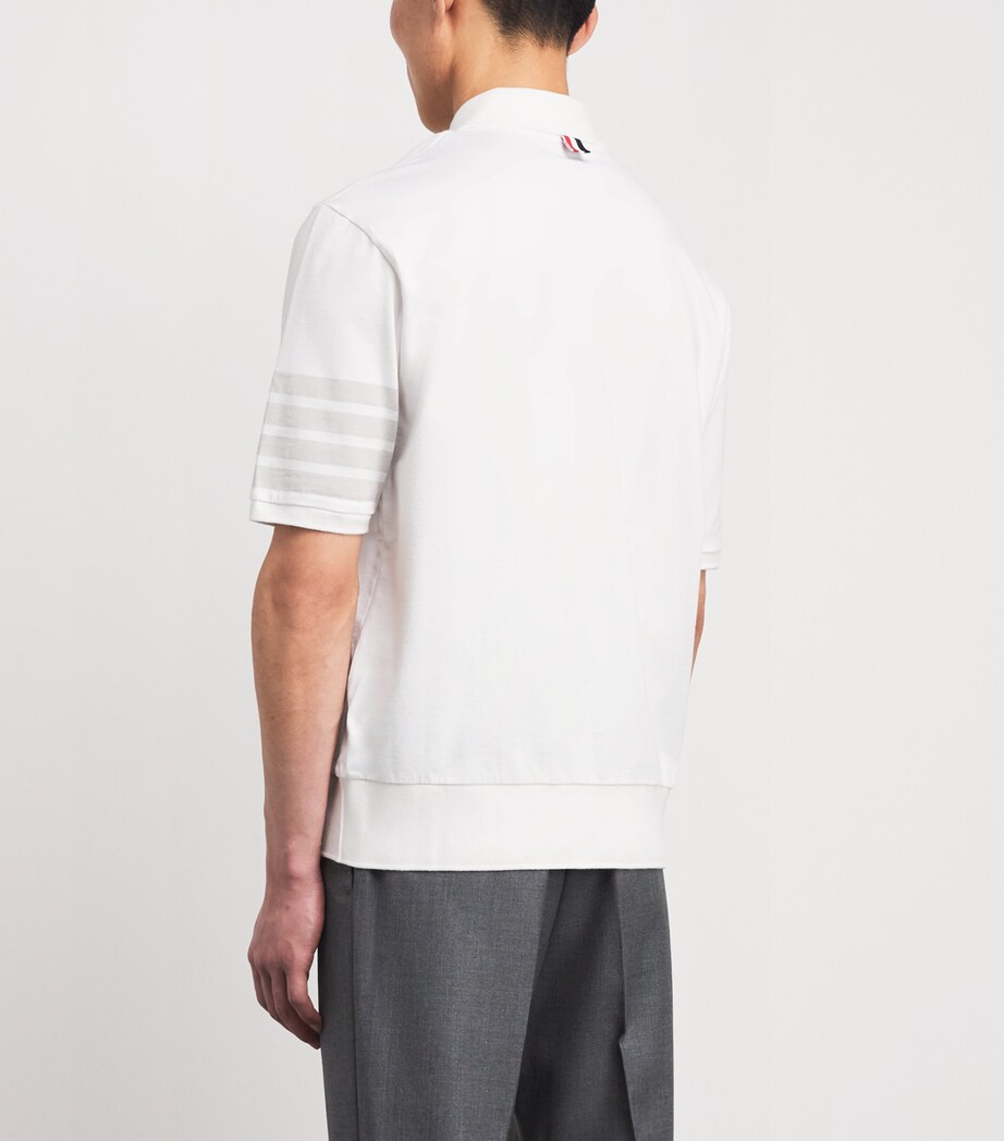 Thom Browne Mens Cotton 4-Bar Polo Shirt White Image 5