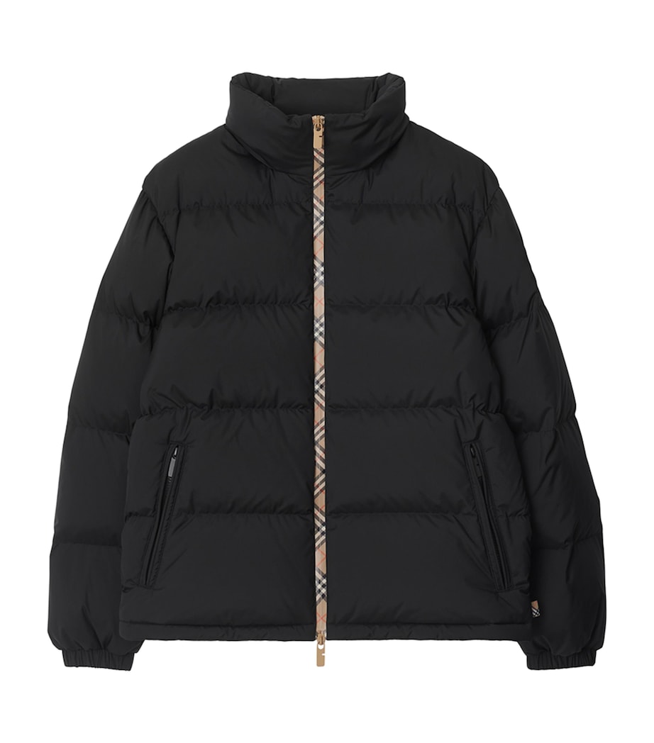 Down Checked-Tape Puffer Jacket BLACK Image 1