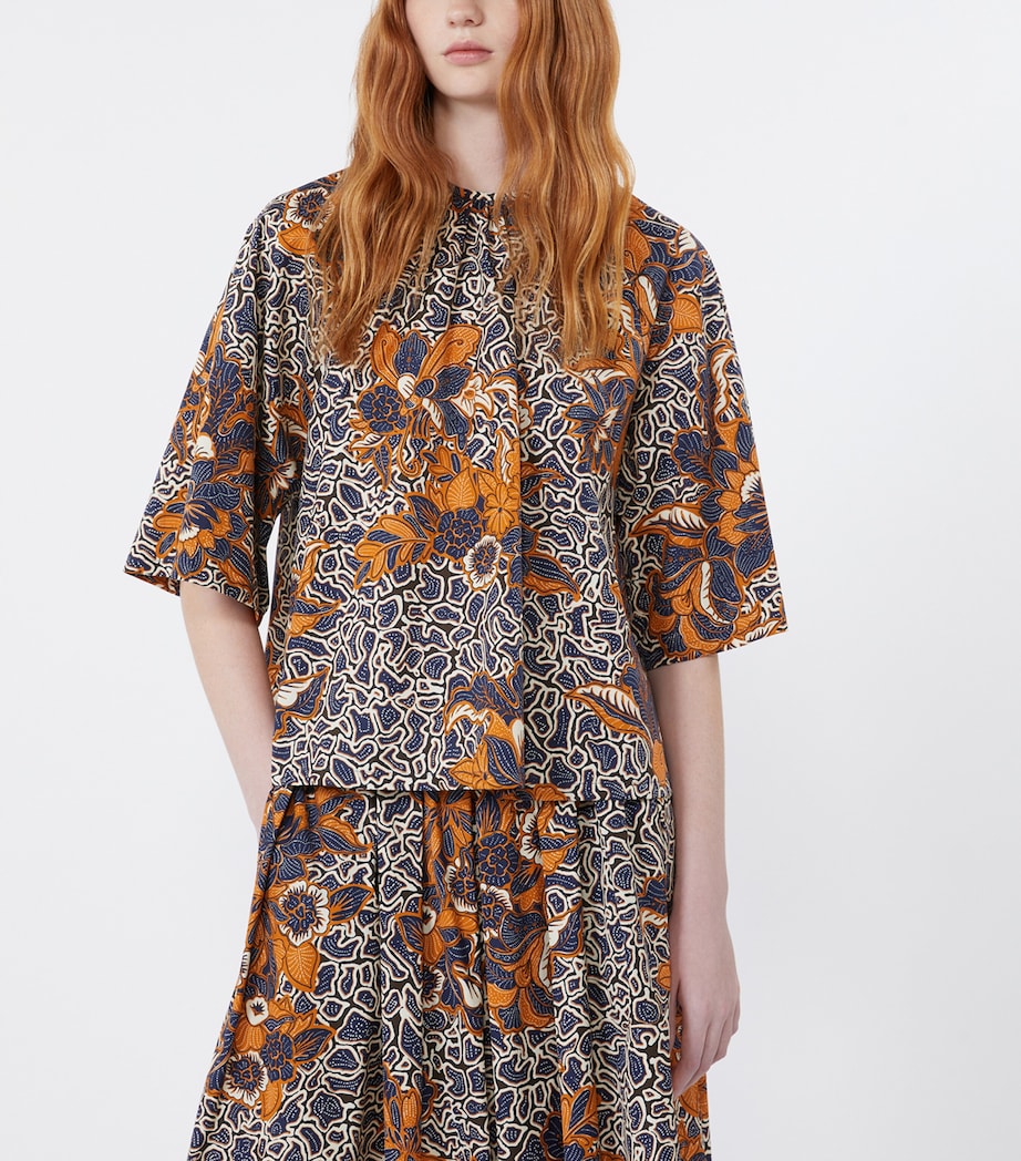 Weekend Max Mara Womens Cotton Floral Blouse Navy Image 5