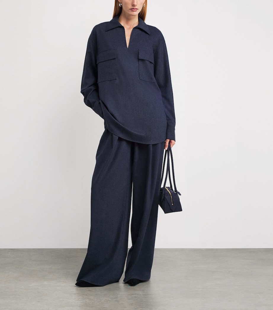 Wool-Cashmere Astor Wide-Leg Trousers 0005427 ADMR BLU MLN Image 2
