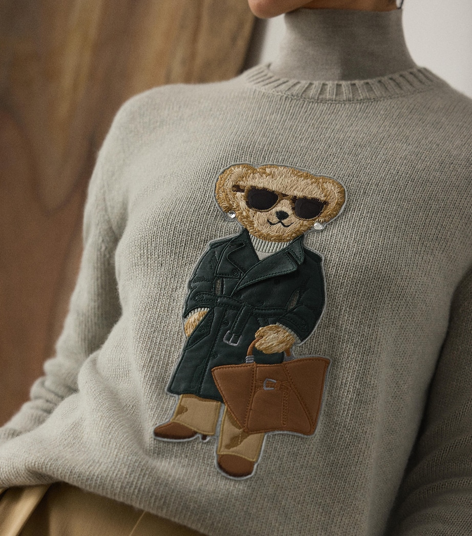 Cashmere Polo Bear Jumper PEARL GREY MELANGE Image 4