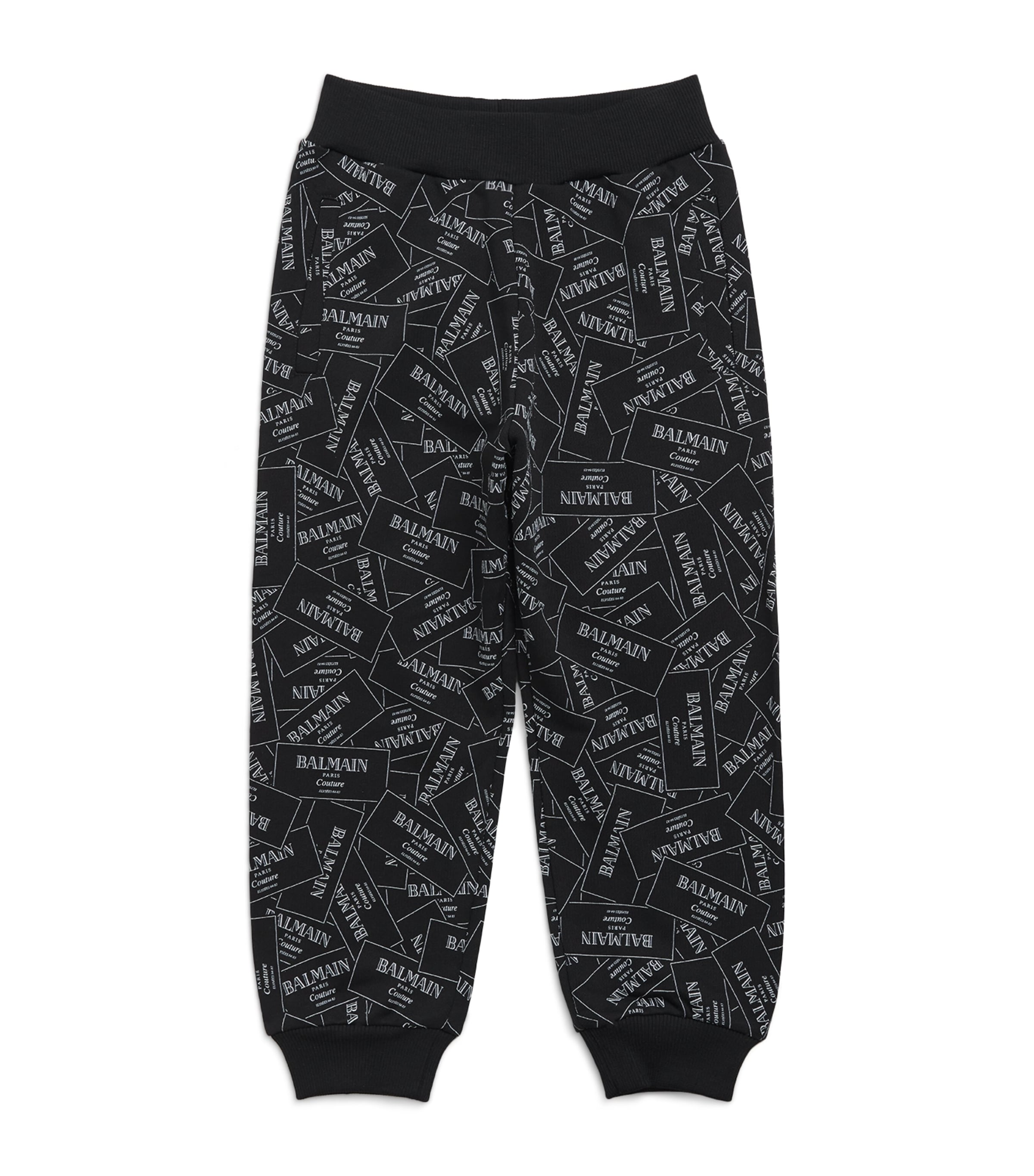 Balmain Cotton Label Print Sweatpants In Black