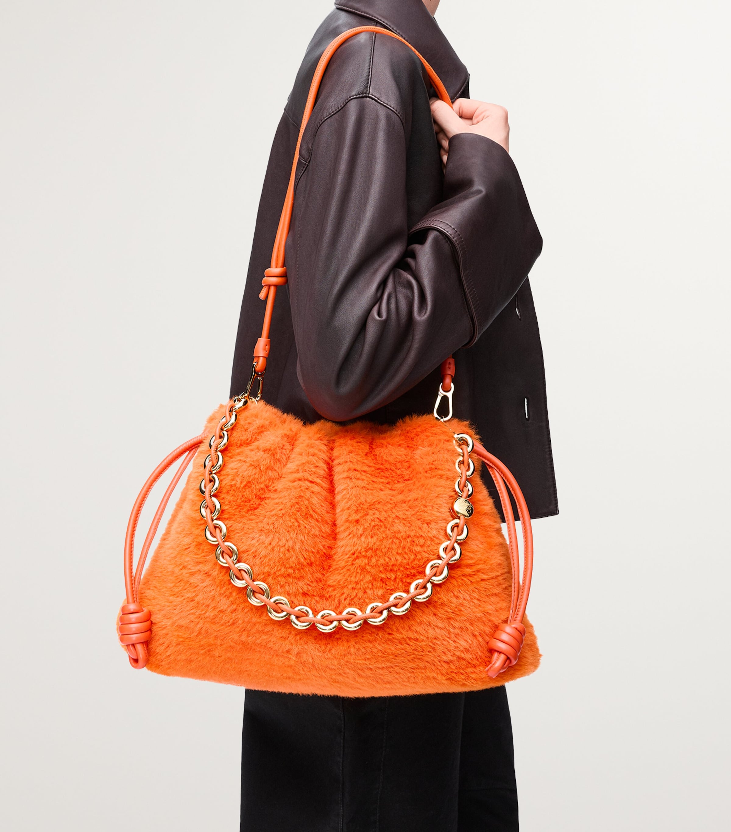 LOEWE Orange Large Fluffy Flamenco Clutch Bag | Harrods US LOEWE Orange Large Fluffy Flamenco Clutch Bag | Harrods US