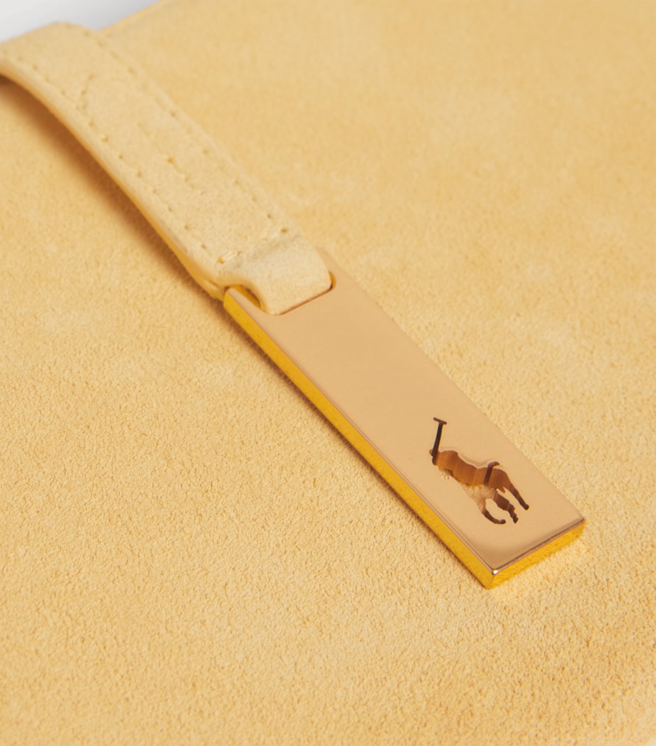 Polo Ralph Lauren Small Suede Polo ID Shoulder Bag Lemon Meringue Image 5