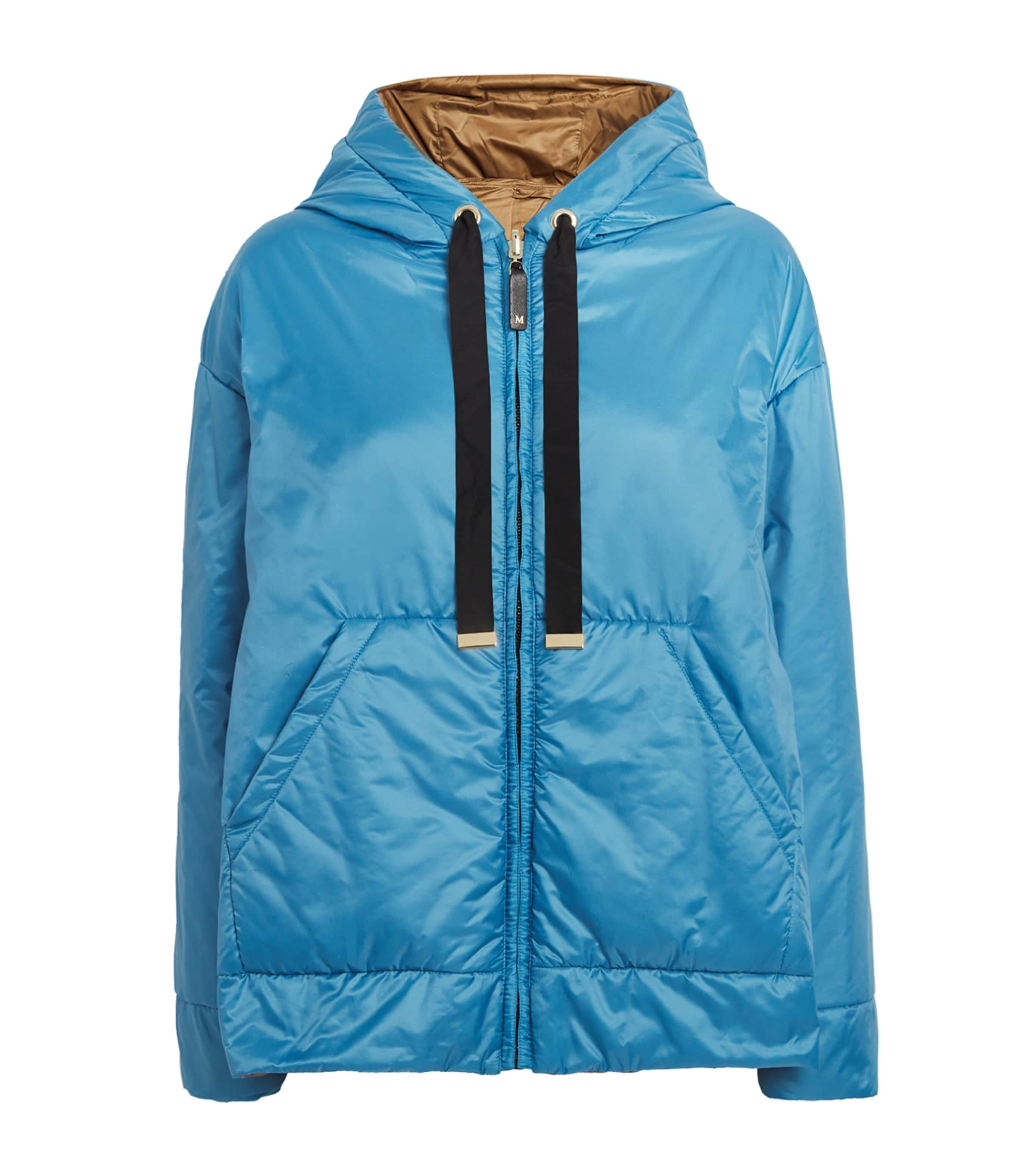 Max Mara Cameluxe Hooded Puffer Jacket In Blue