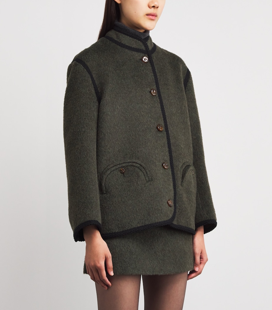 Mohair-Wool-Blend Curly Jacket V005 DARK GREEN Image 3