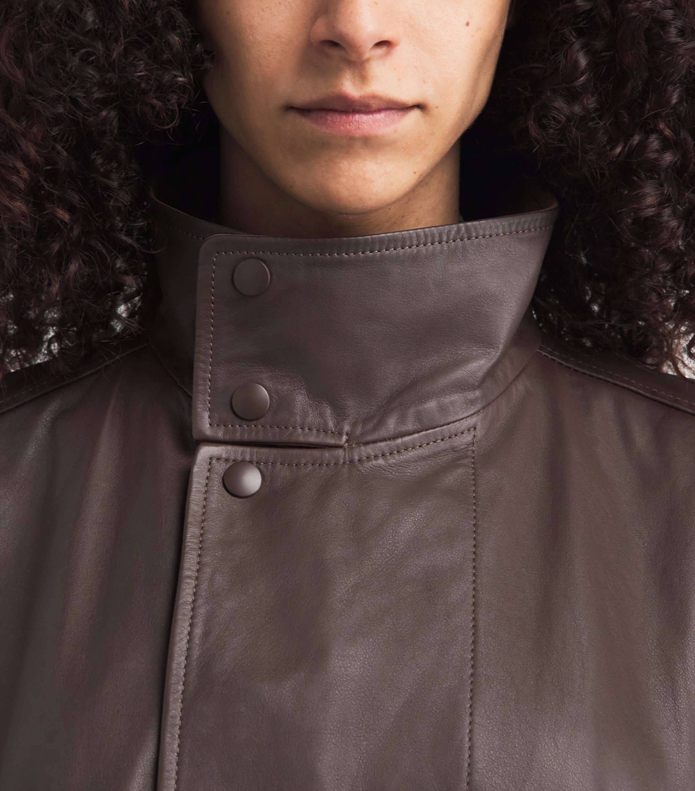 Lemaire Womens Leather Blouson Bomber Jacket Chocolate Image 3
