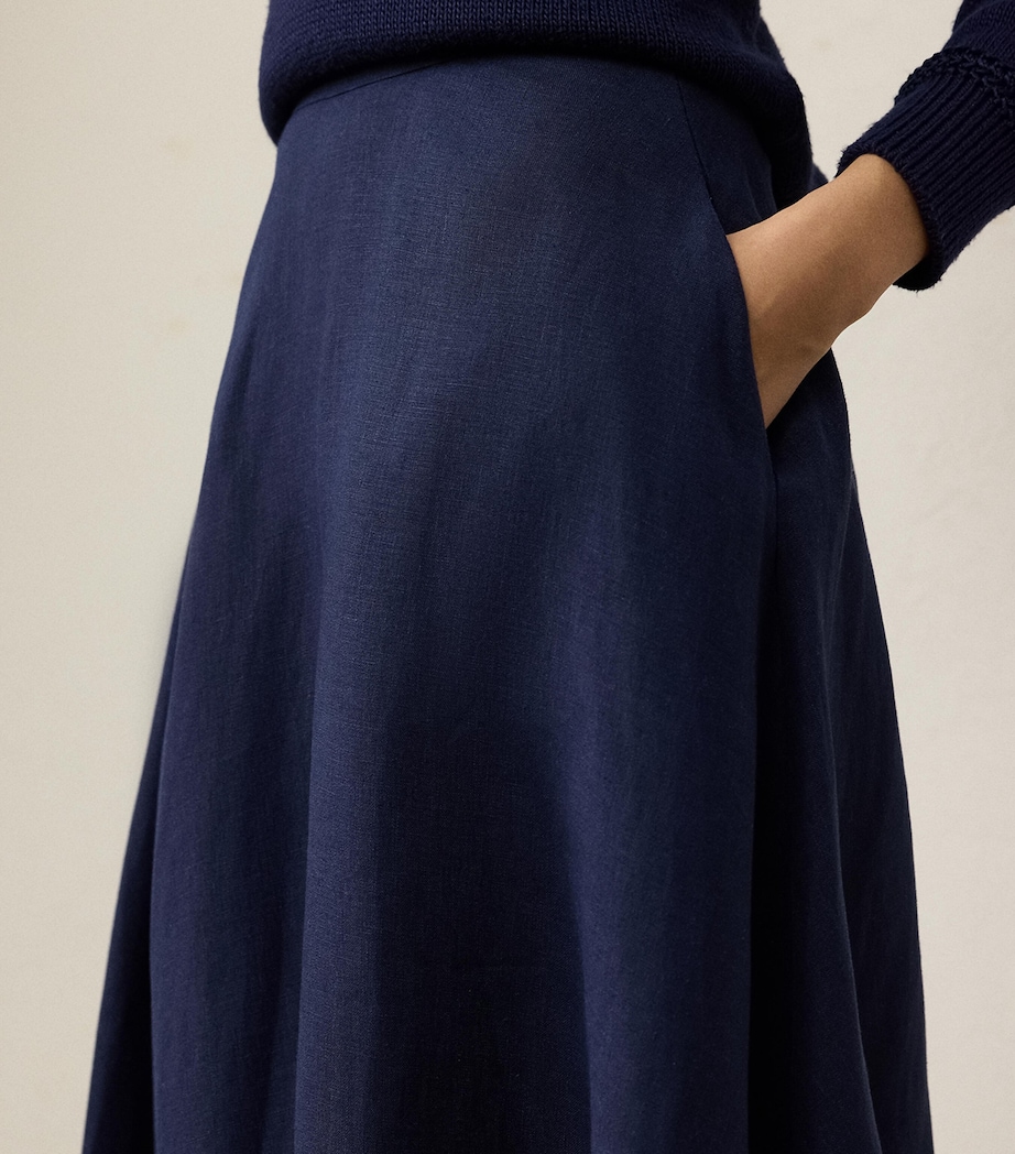 Linen Erica Midi Skirt LUX NAVY Image 5