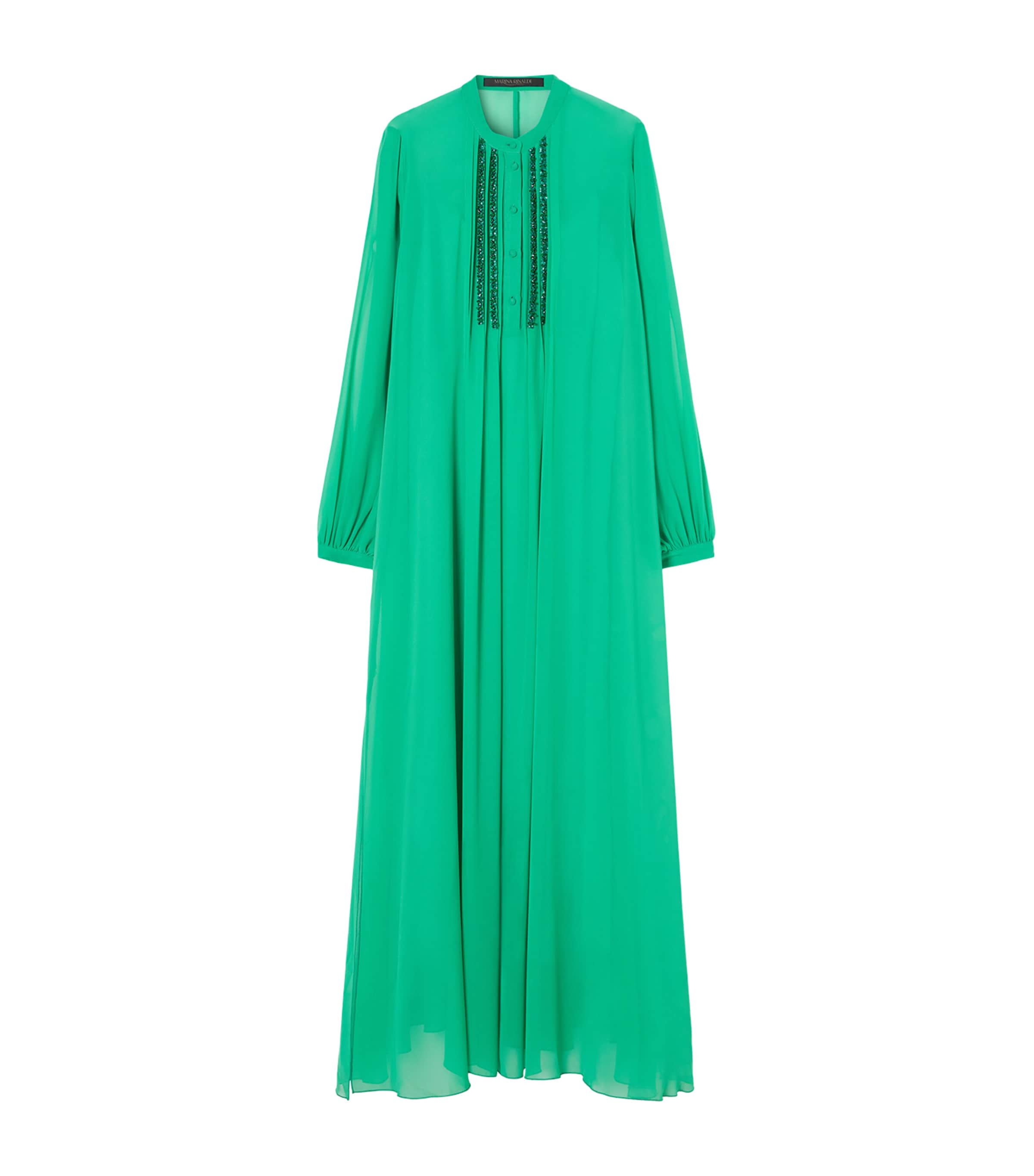 MARINA RINALDI GEORGETTE PLEATED ELEGANTE MAXI DRESS