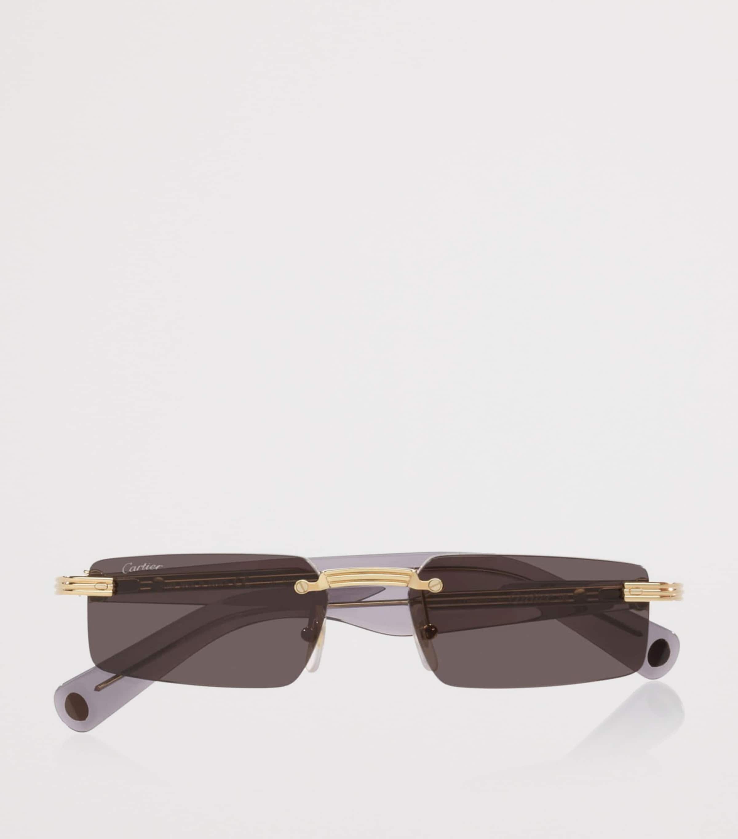 Cartier Narrow Rectangle Sunglasses Gold Image 5