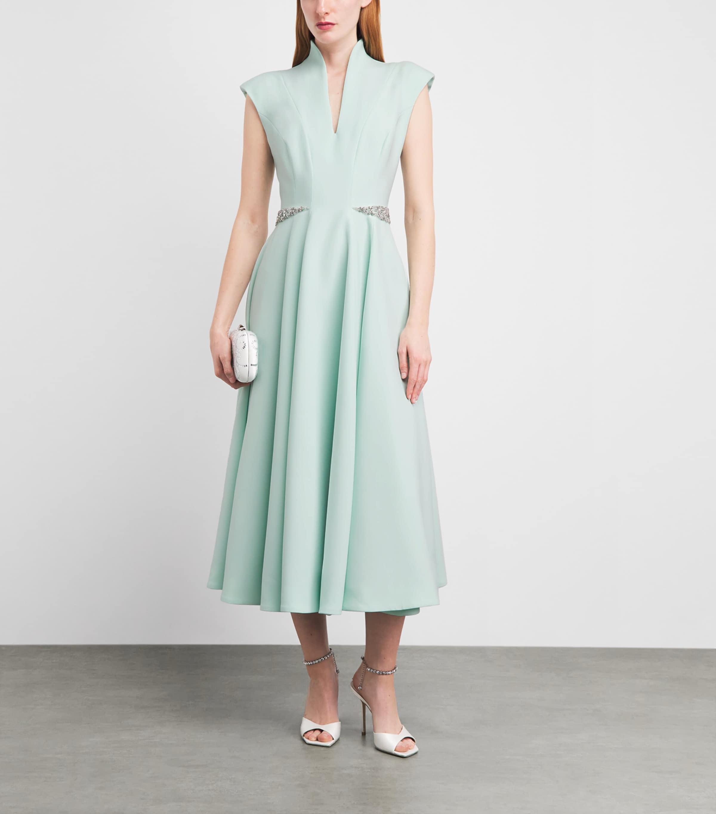 SABINA BILENKO Womens Crepe Erica Midi Dress Mint Image 2