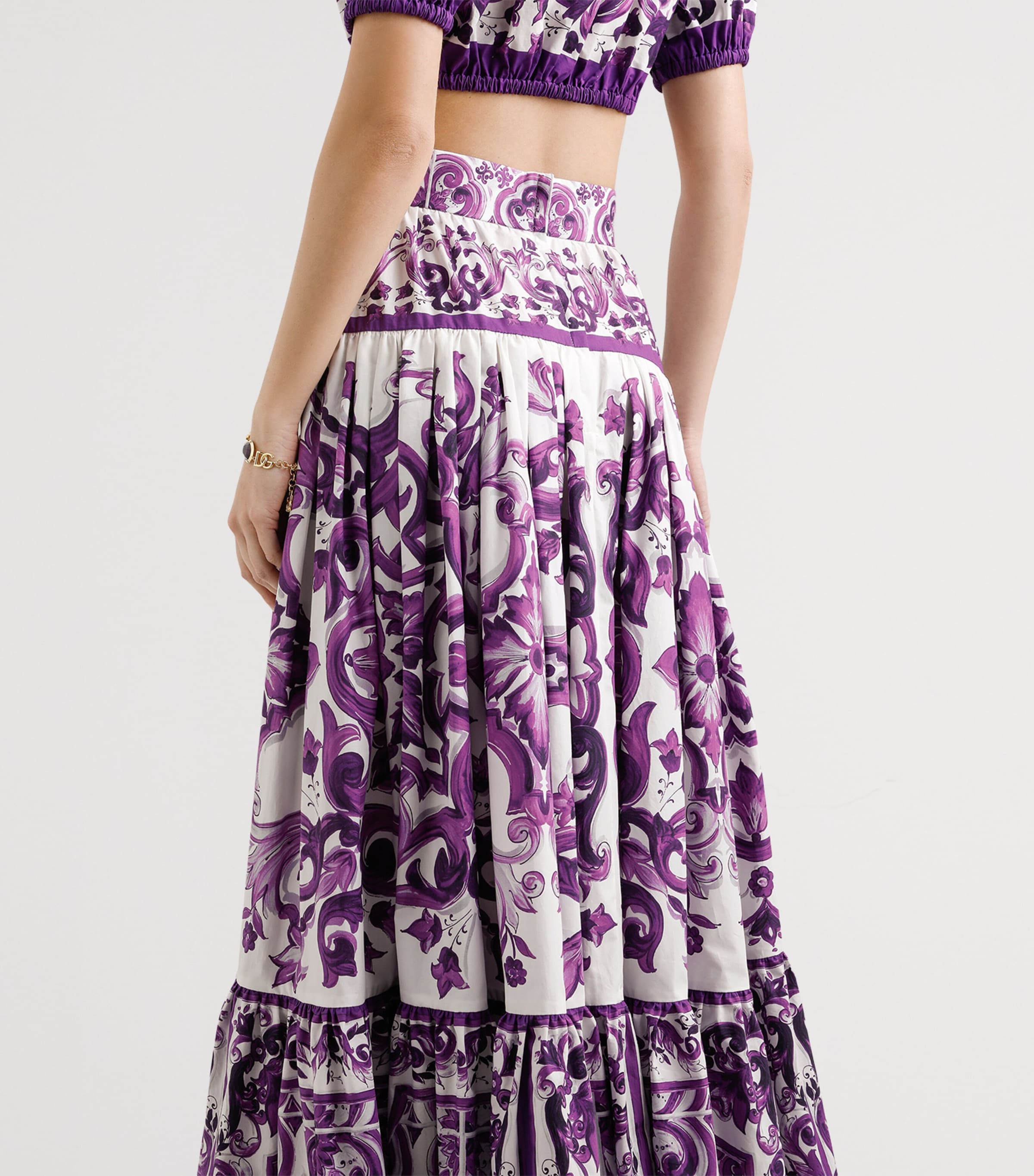 Cotton Majolica Print Maxi Skirt IP3TN-MAIOLICA VIOLA Image 5