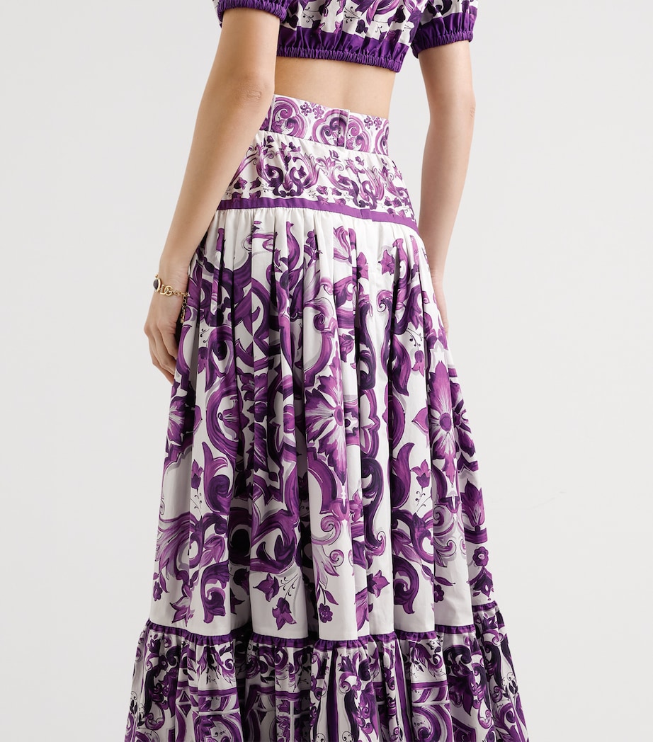 Cotton Majolica Print Maxi Skirt IP3TN-MAIOLICA VIOLA Image 5