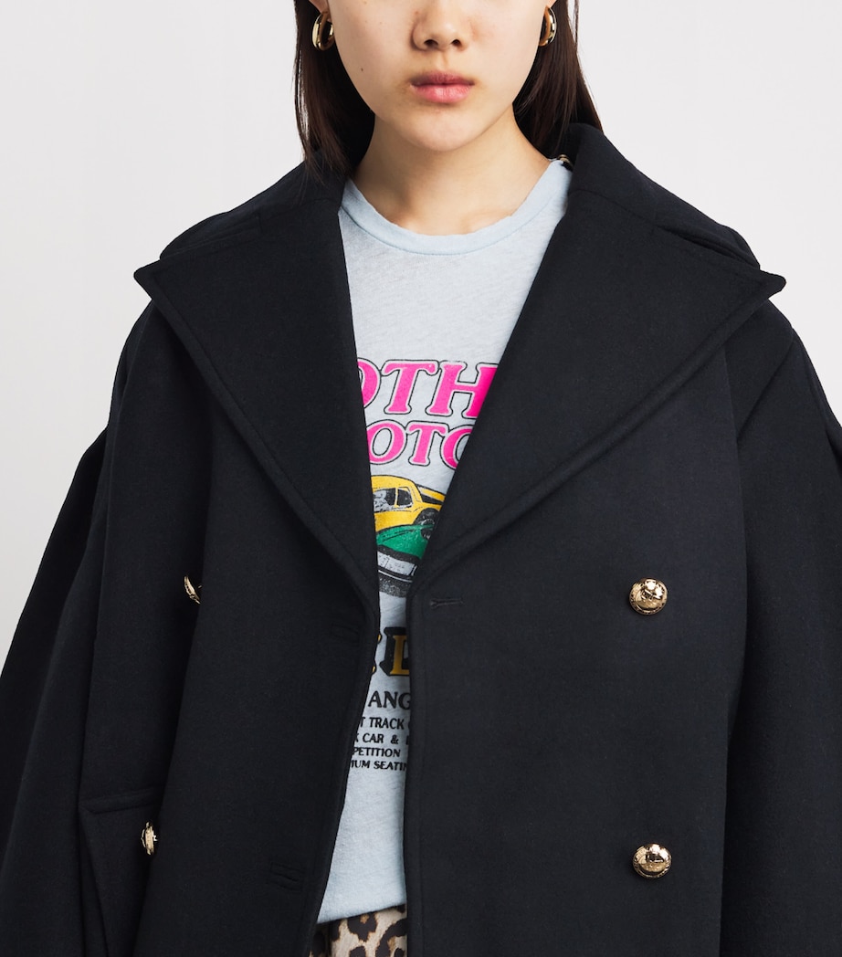 Recycled Wool-Blend Midi Pea Coat 683 SKY CAPTAIN Image 6