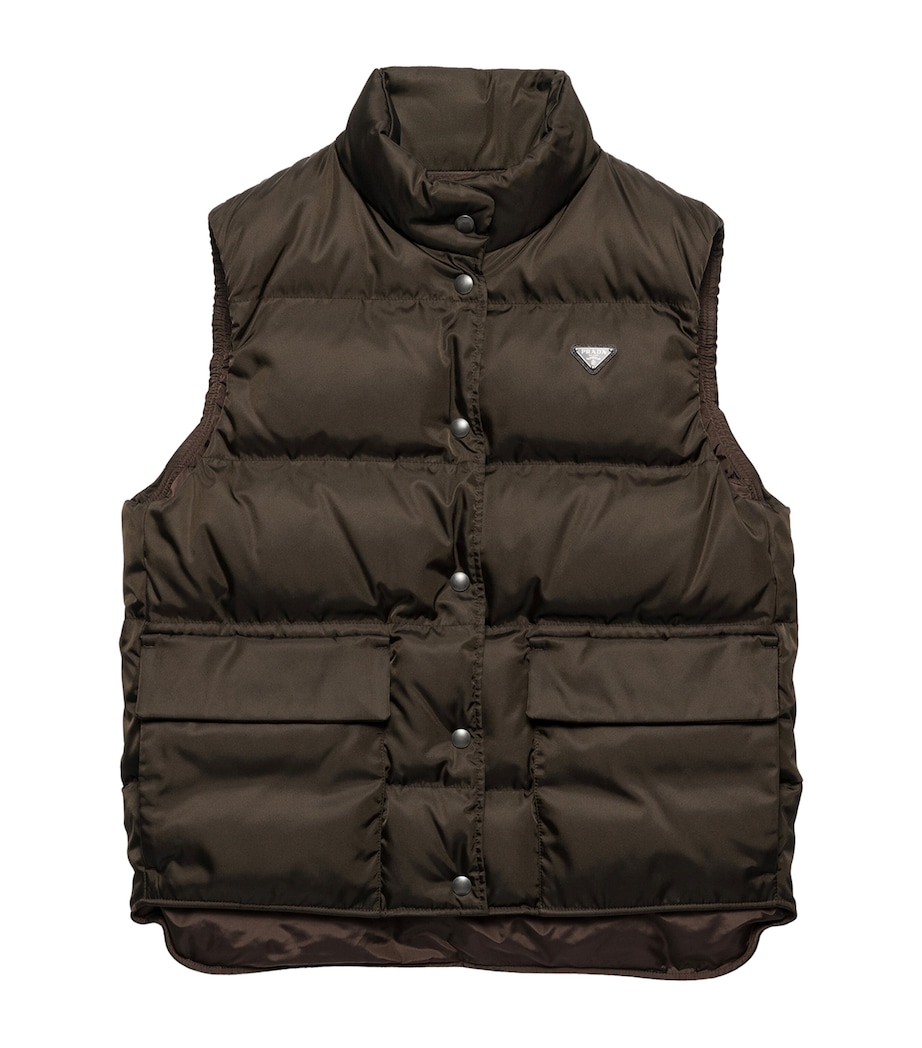 Prada Womens Down-Filled Gilet Brown Image 1