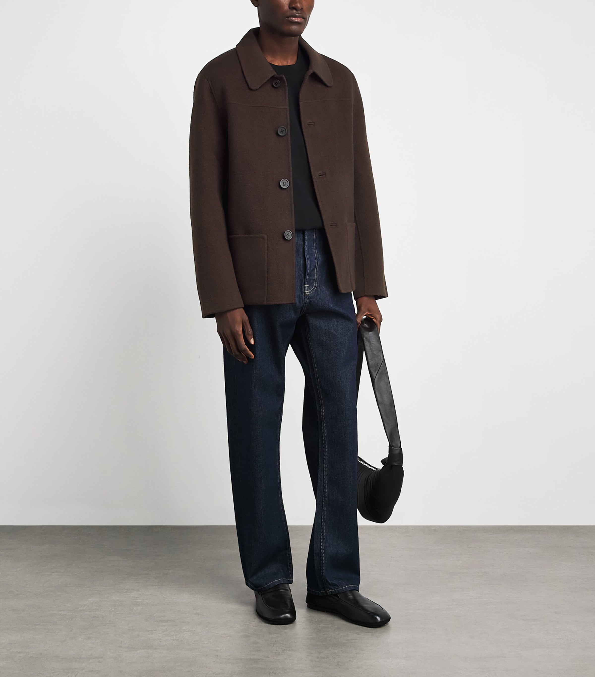 Sandro Paris Mens Wool-Blend Double-Face Jacket Chocolate Image 2