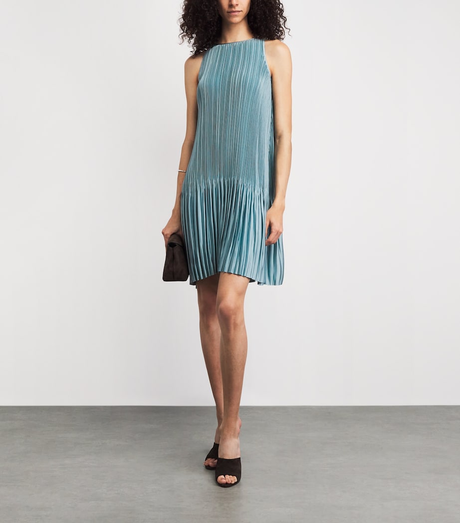 Joseph Womens Satin Pleated Rida Midi Dress Chambray Image 2