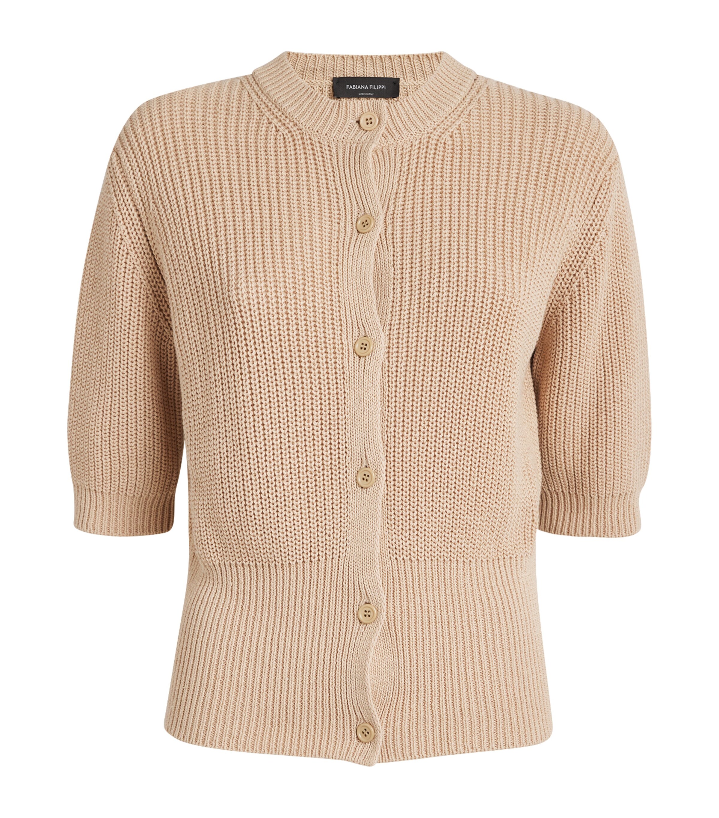 Fabiana Filippi Cotton-linen Sequinned Cardigan In Beige