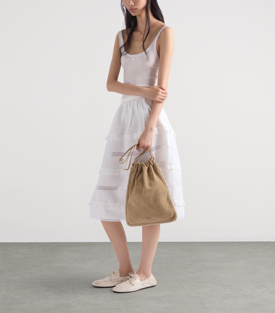 Prada Suede Drawstring Wish Pouch Neutral Image 2