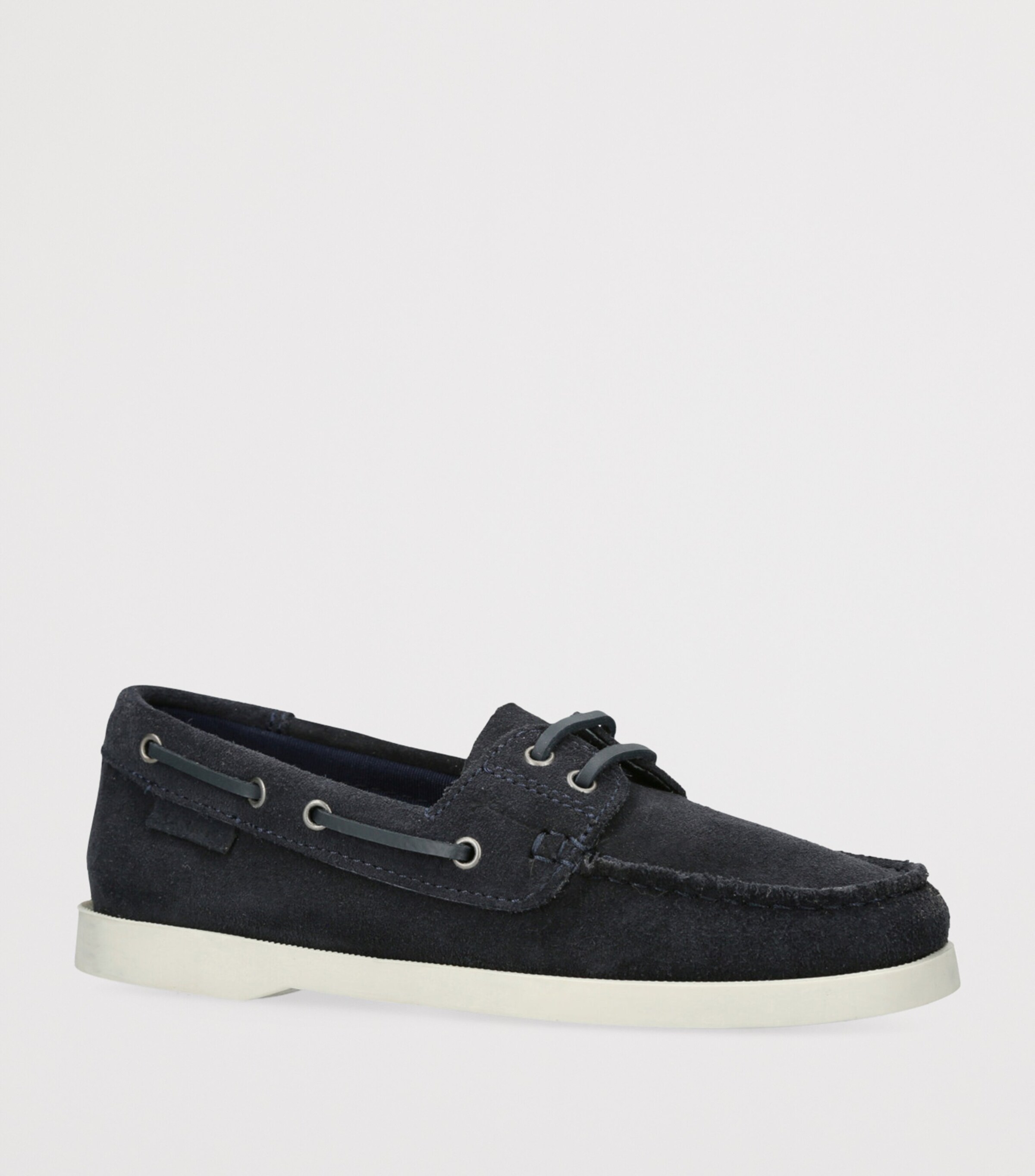 Manebi Suede Boat Shoes Navy Image 3