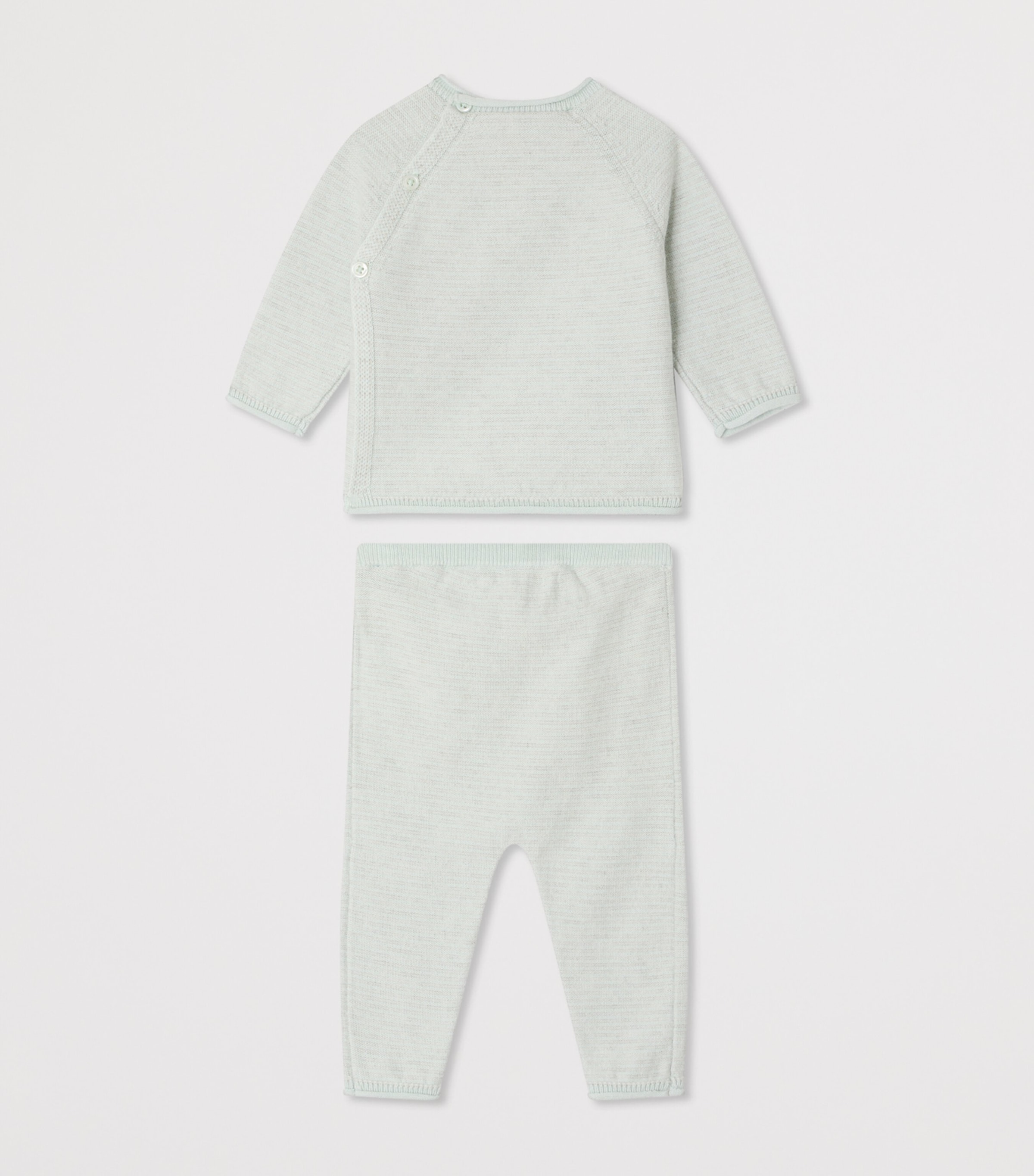Bonpoint Cotton-Cashmere Top and Trousers Set (1-18 Months) Bleu Gris Image 2