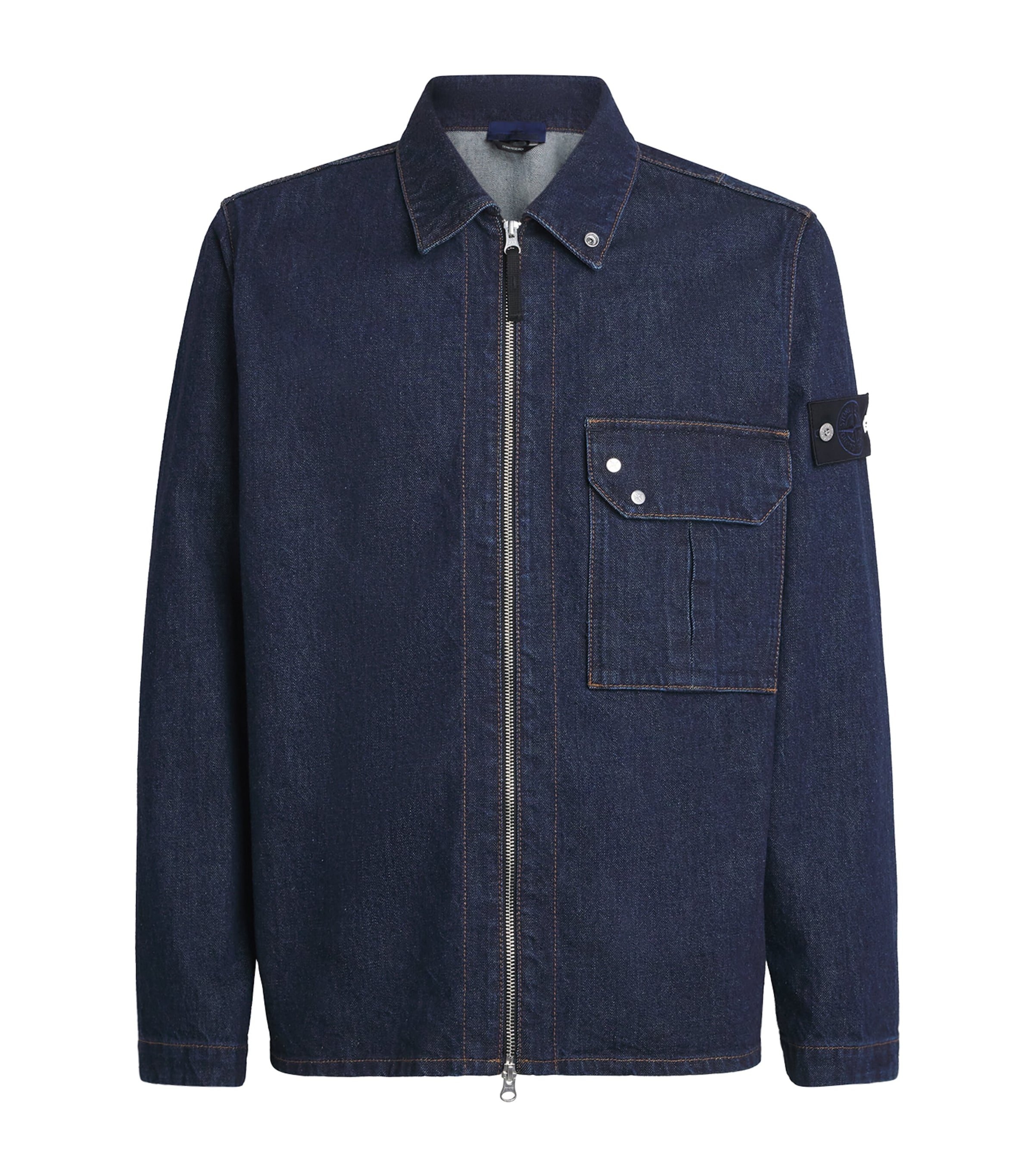 Stone Island Mens Denim Zip-Up Overshirt Image 1
