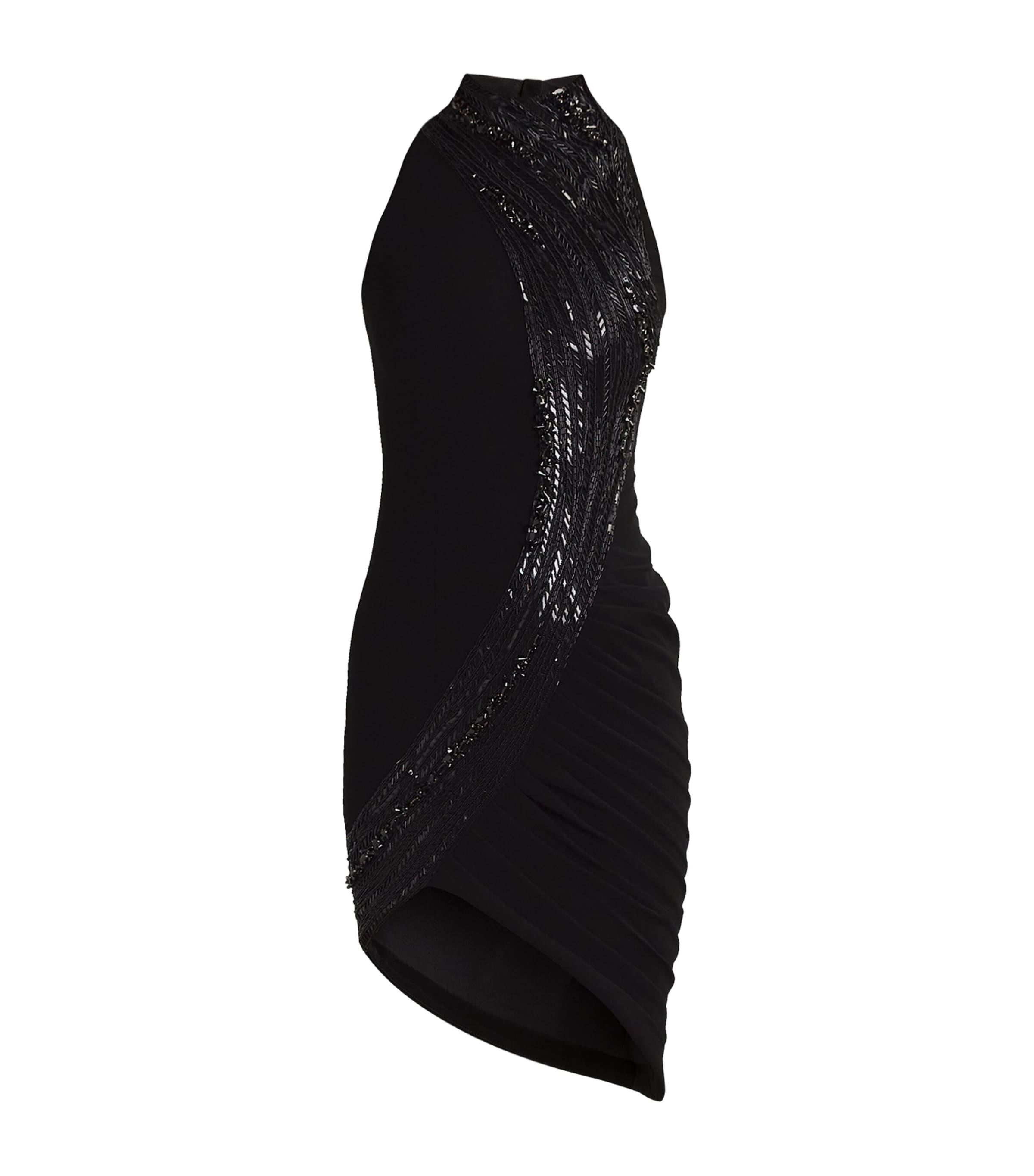 Gaurav Gupta Womens High-Neck Asymmetric Wave Mini Dress Black With Black Image 1