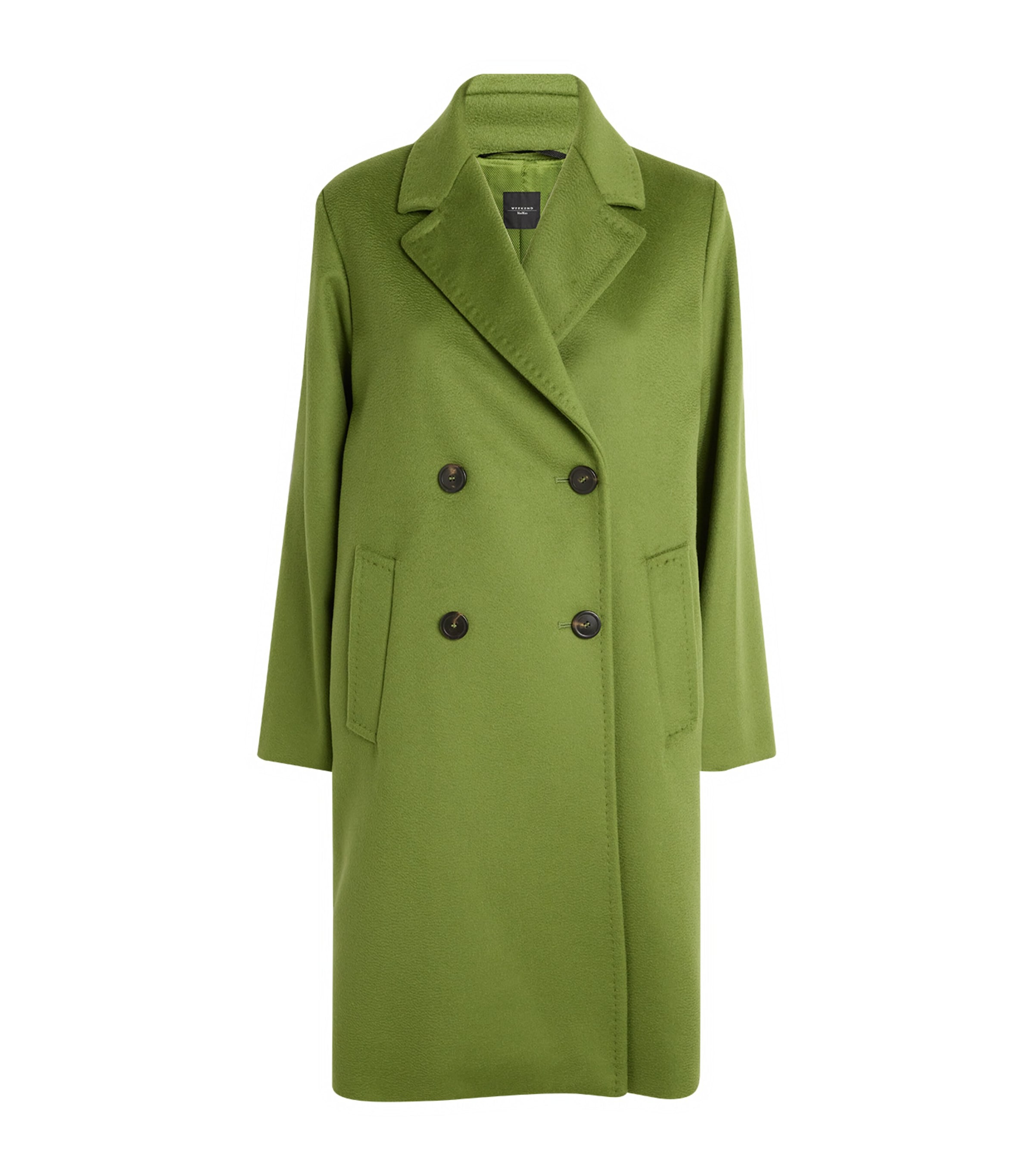 Shop Weekend Max Mara Wool Double-breasted Coat In Green