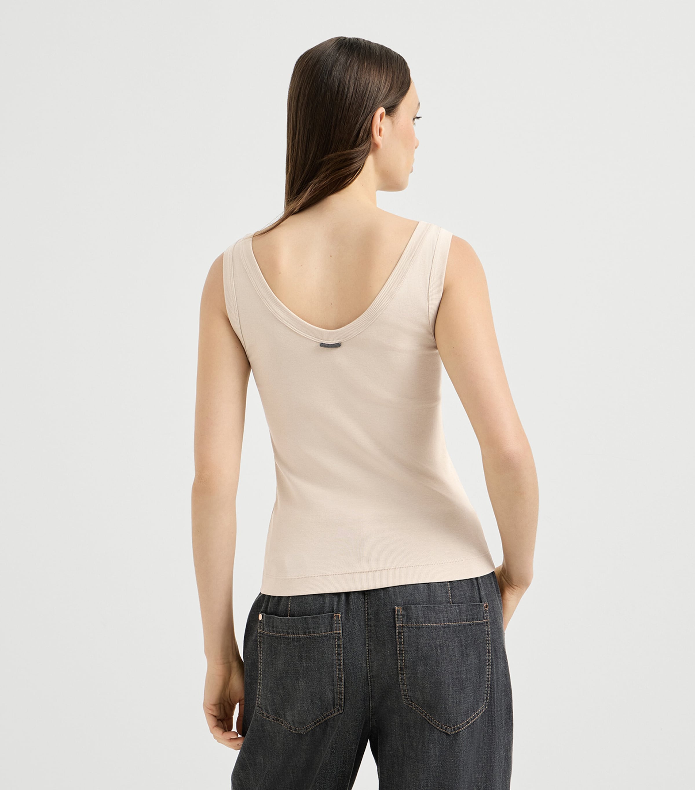 Brunello Cucinelli Womens Stretch-Cotton Ribbed Tank Top Image 5