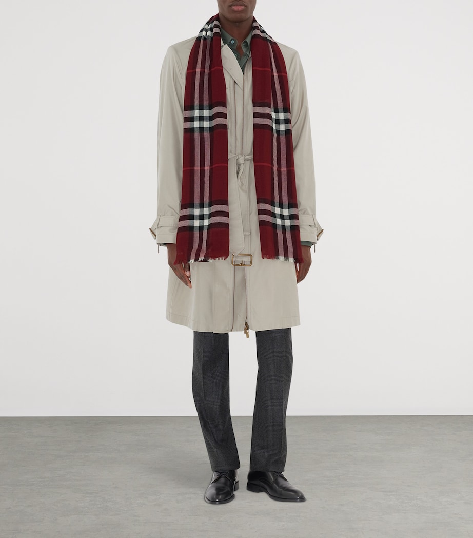 Wool Wide Check Scarf OXBLOOD RED Image 4