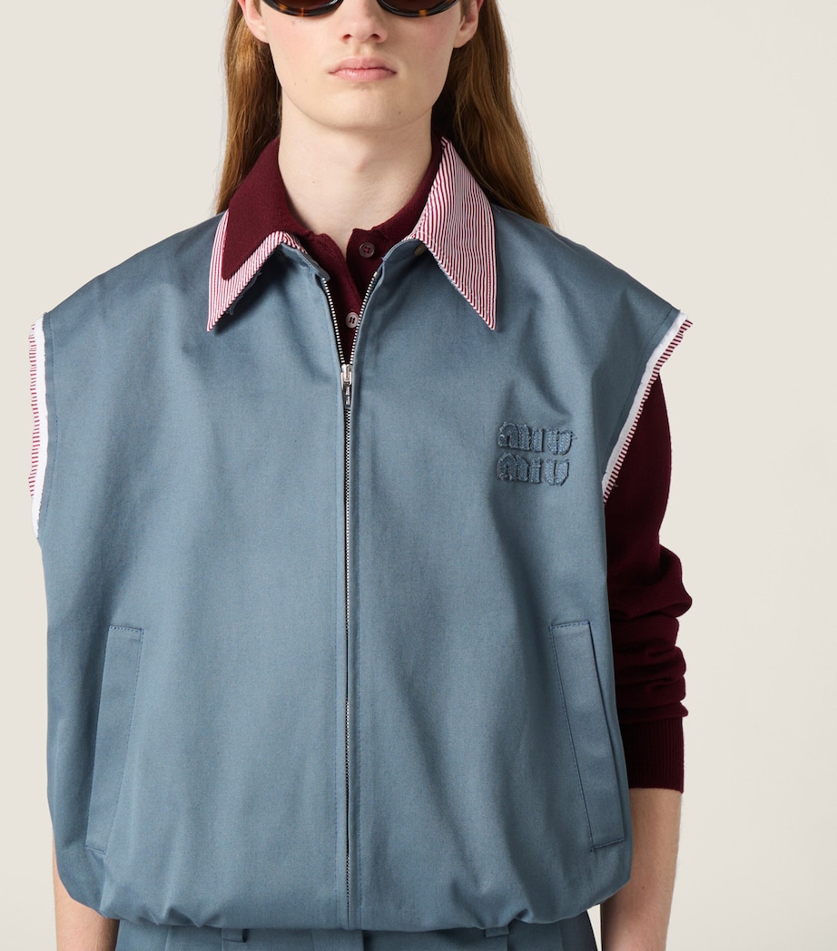 Miu Miu Womens Cotton Chino Vest Blue Image 4