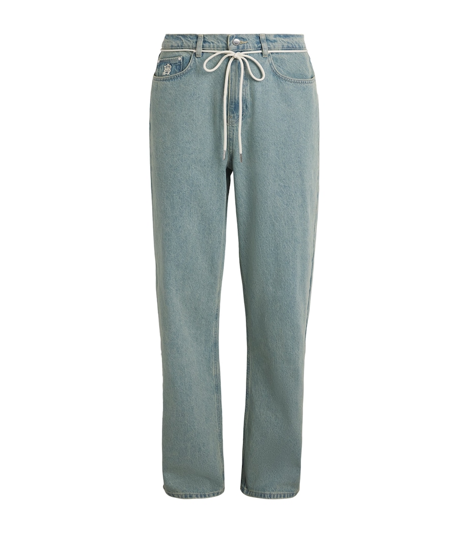 about:blank Mens Shoelace Belt Wide-Leg Jeans Murky Wash Image 1