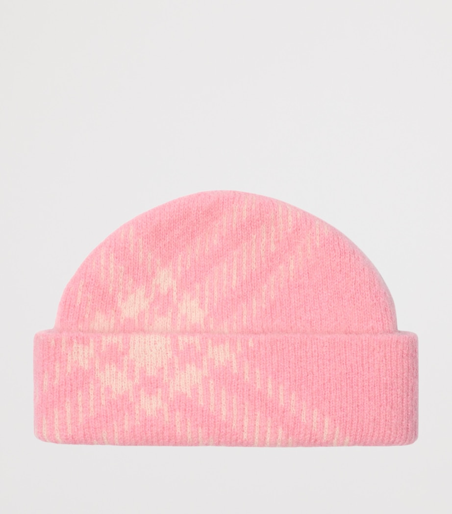 Mohair-Wool-Blend Check Beanie SUGAR PINK Image 2