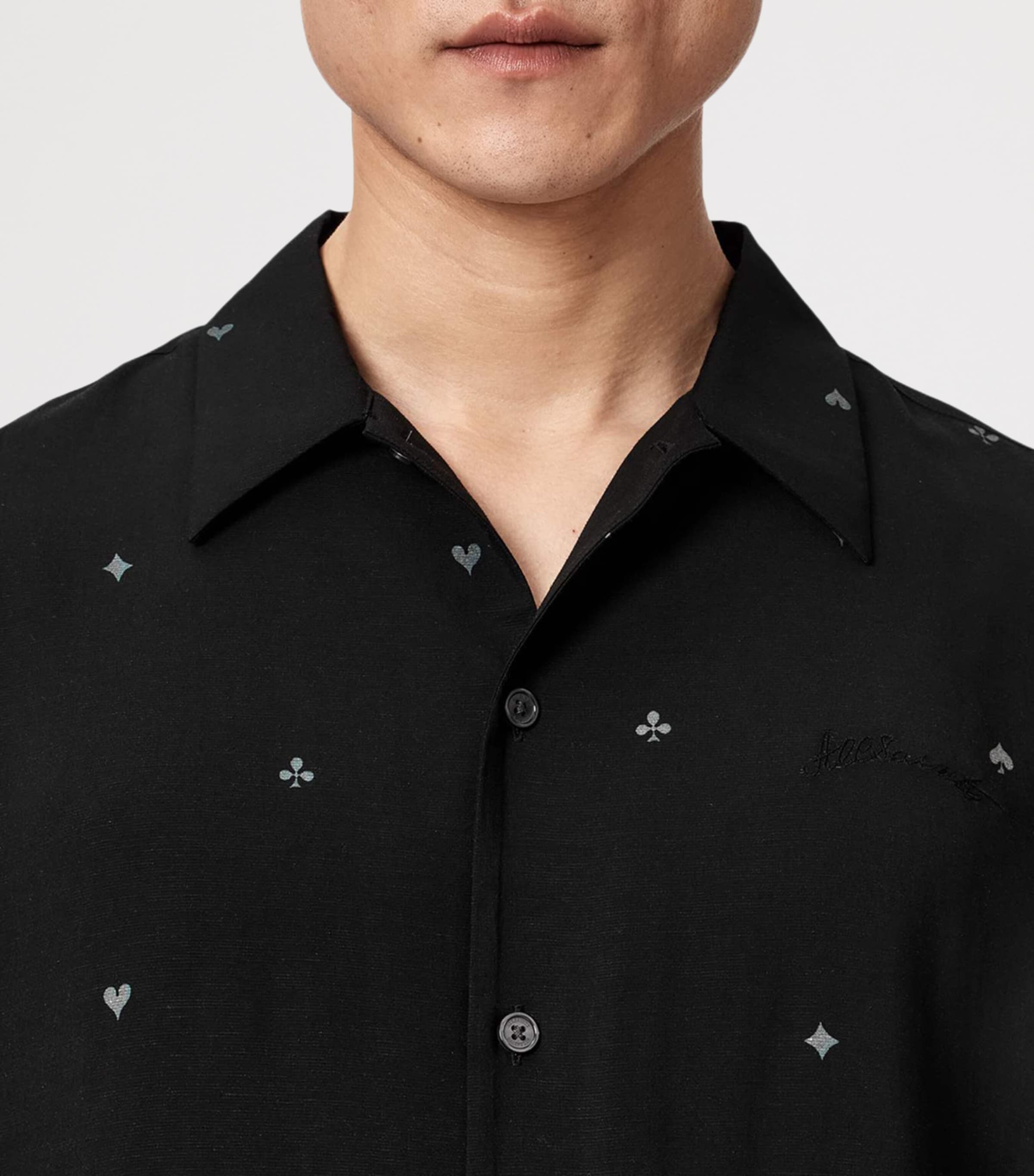 AllSaints Mens Short-Sleeve Cardsuit Shirt Black Image 6