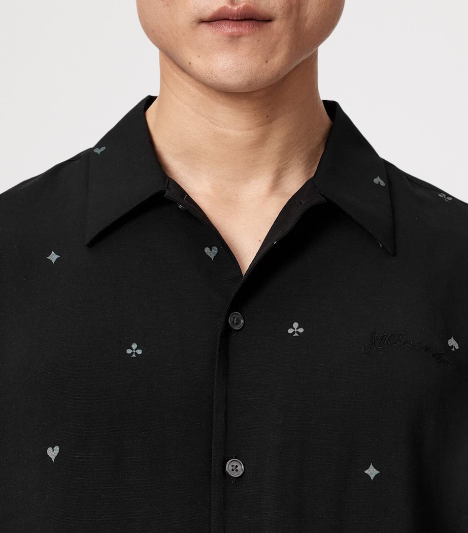 AllSaints Mens Short-Sleeve Cardsuit Shirt Black Image 6