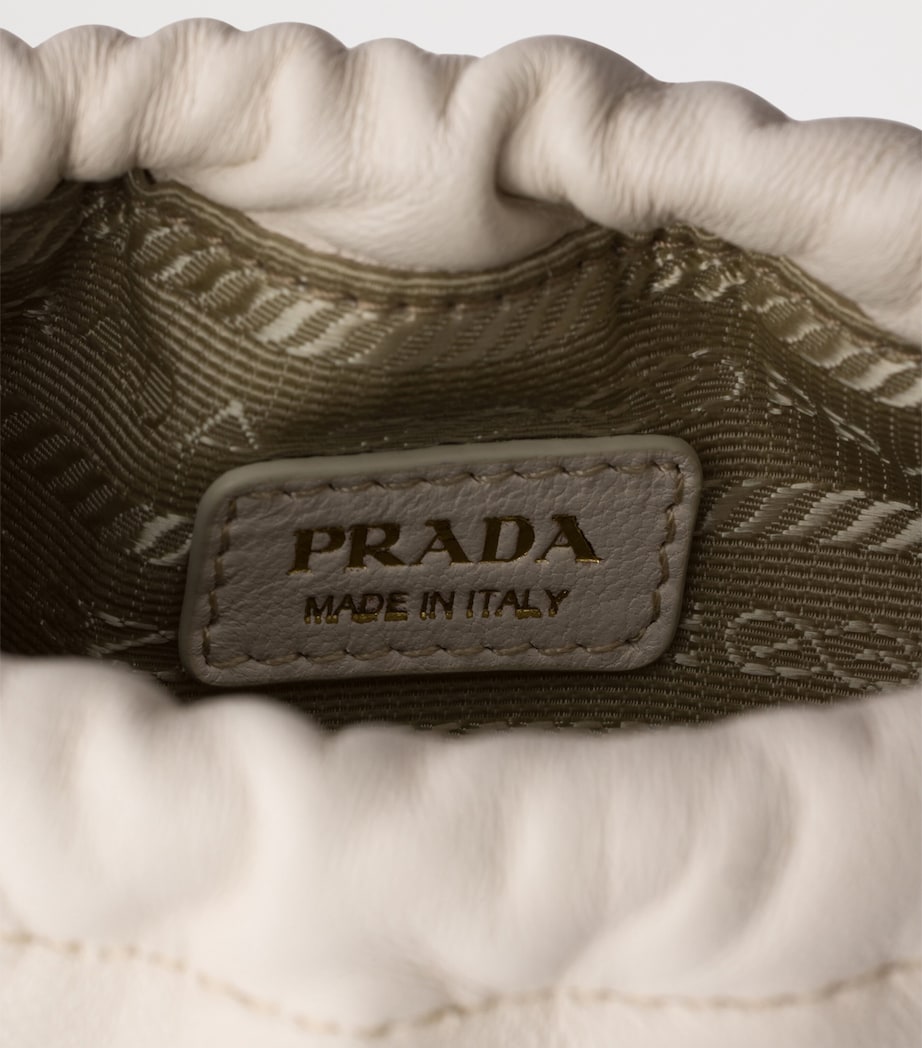 Prada Nappa Leather Drawstring Pouch Neutral Image 4