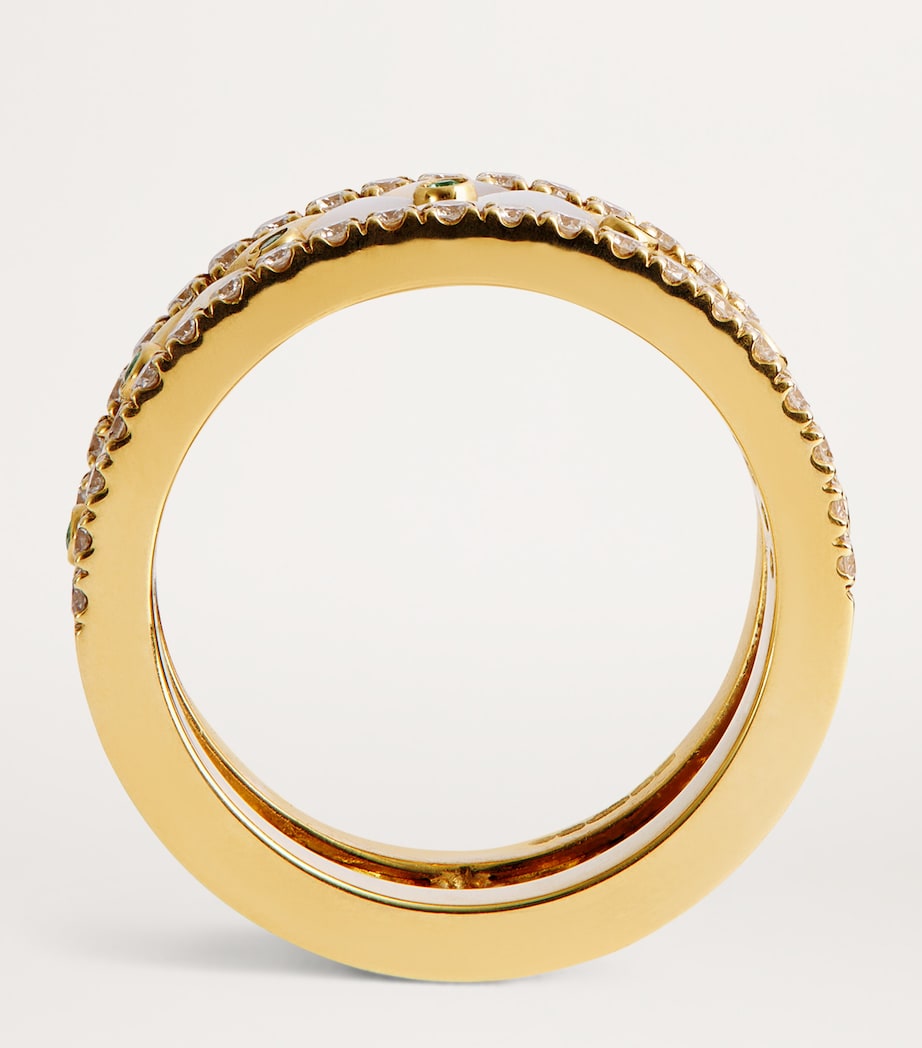 Small Yellow Gold, Diamond, Emerald and Pearl Bond Street Ring (Size 48) YELLOW GOLD Image 3