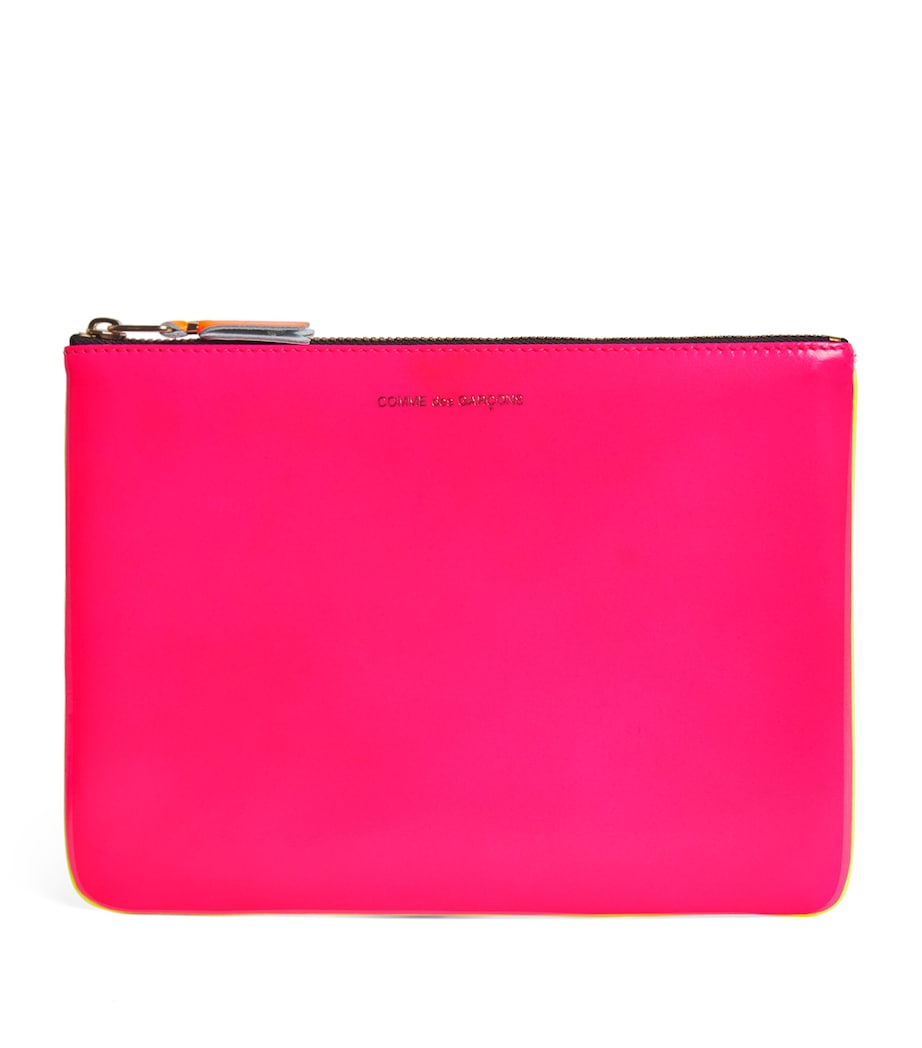Large Leather Super Fluo Pouch 5 - PINK / YELLOW Image 1