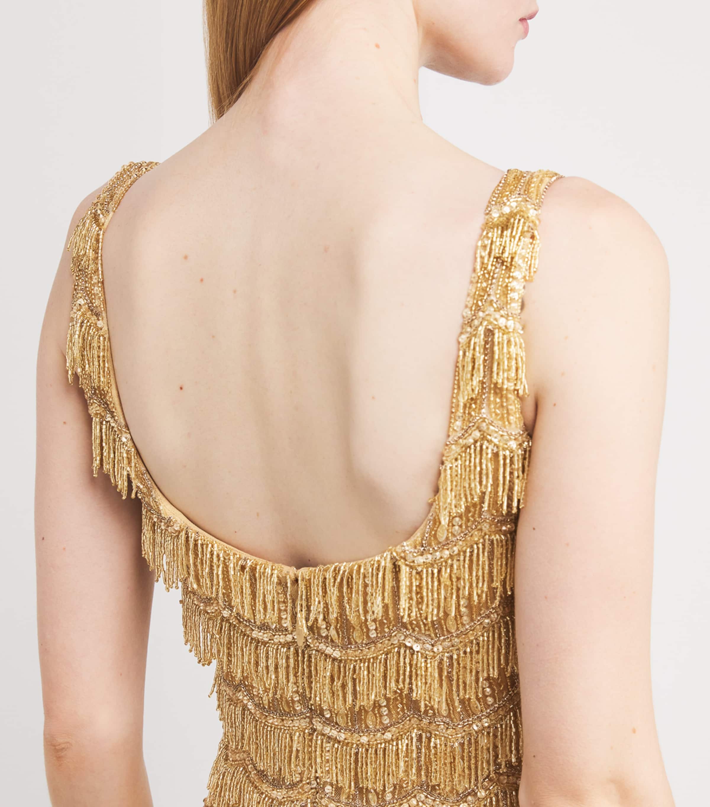 Rachel Gilbert Gold Square-Neck Sadie Gown | Harrods US