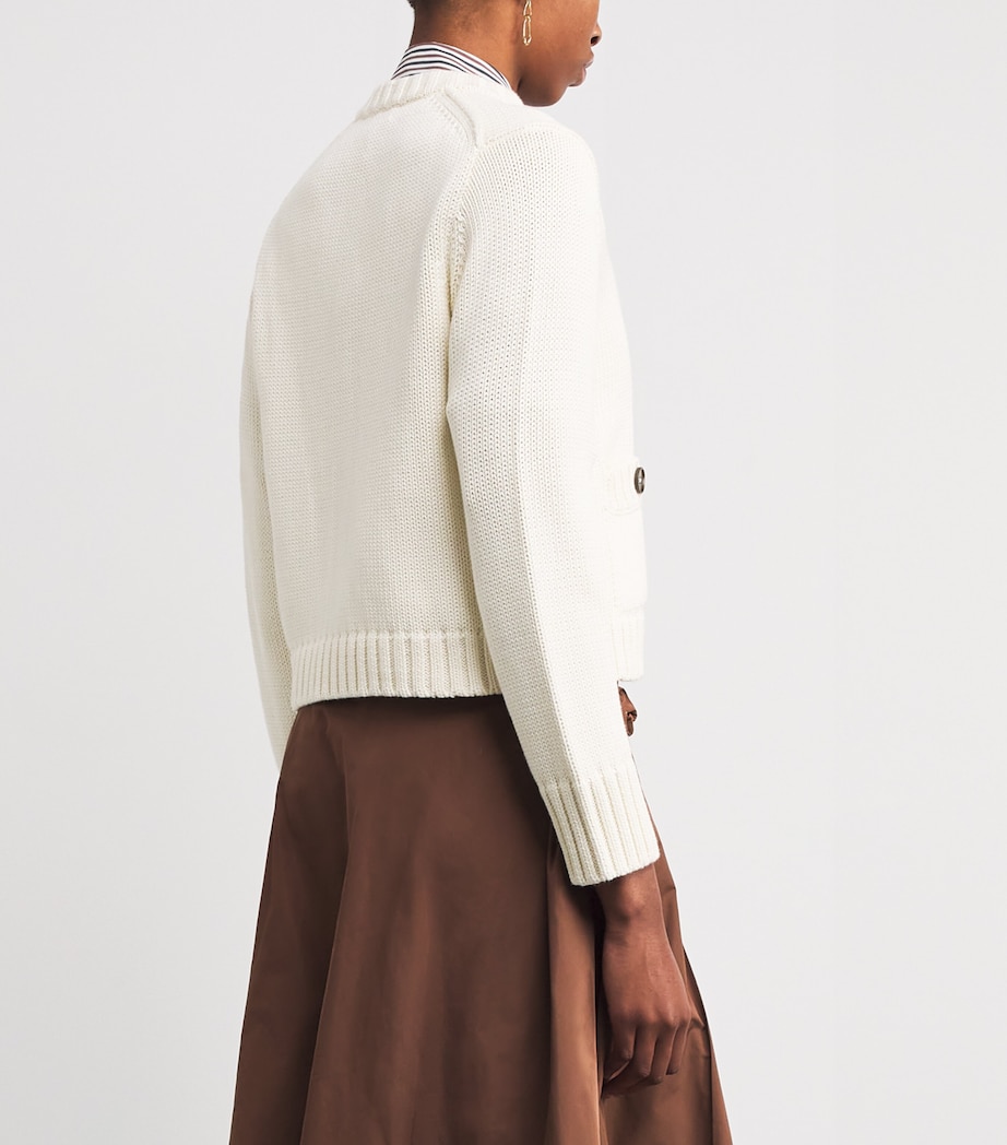 Cotton Cropped Cardigan CREAM Image 4