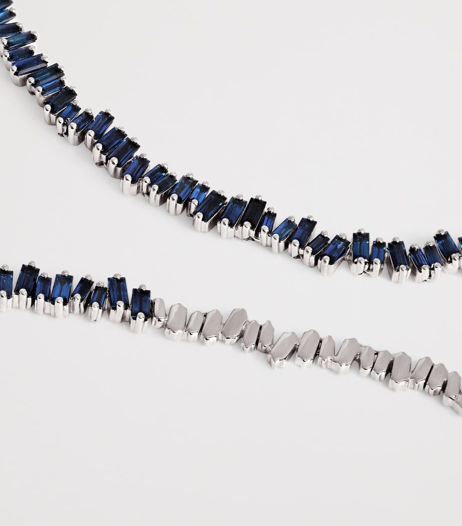 White Gold and Sapphire Tennis Necklace 18K WG/DB Image 4