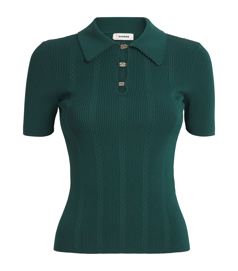 Pointelle-Knit Polo Shirt DARK GREEN Image 1