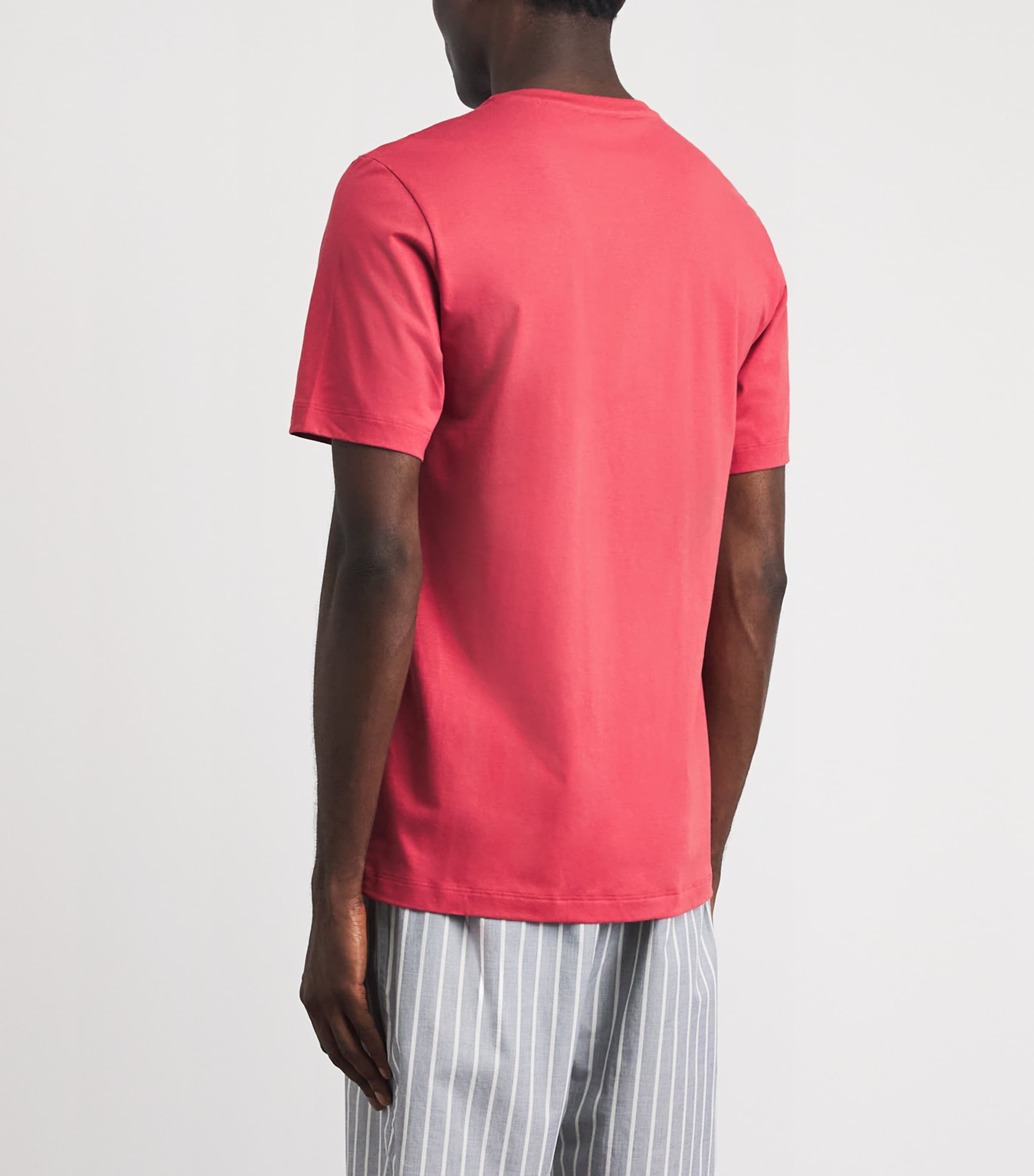 Hanro Mens Cotton Living Crew-Neck T-Shirt Garnet Rose Image 5