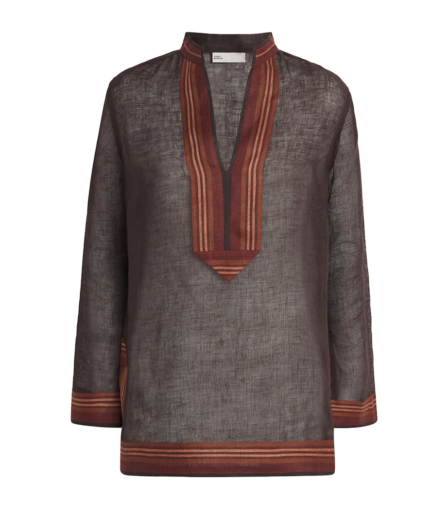 Linen Stripe Tunic 209 DARK MOCHA Image 1