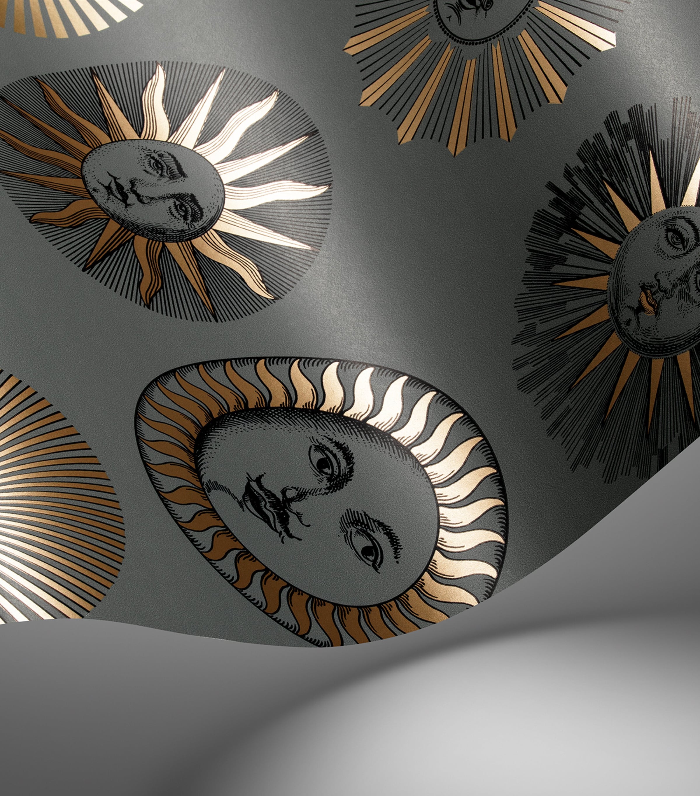 Cole & Son x Fornasetti Soli Wallpaper Roll Sage & Rose Gold Image 2