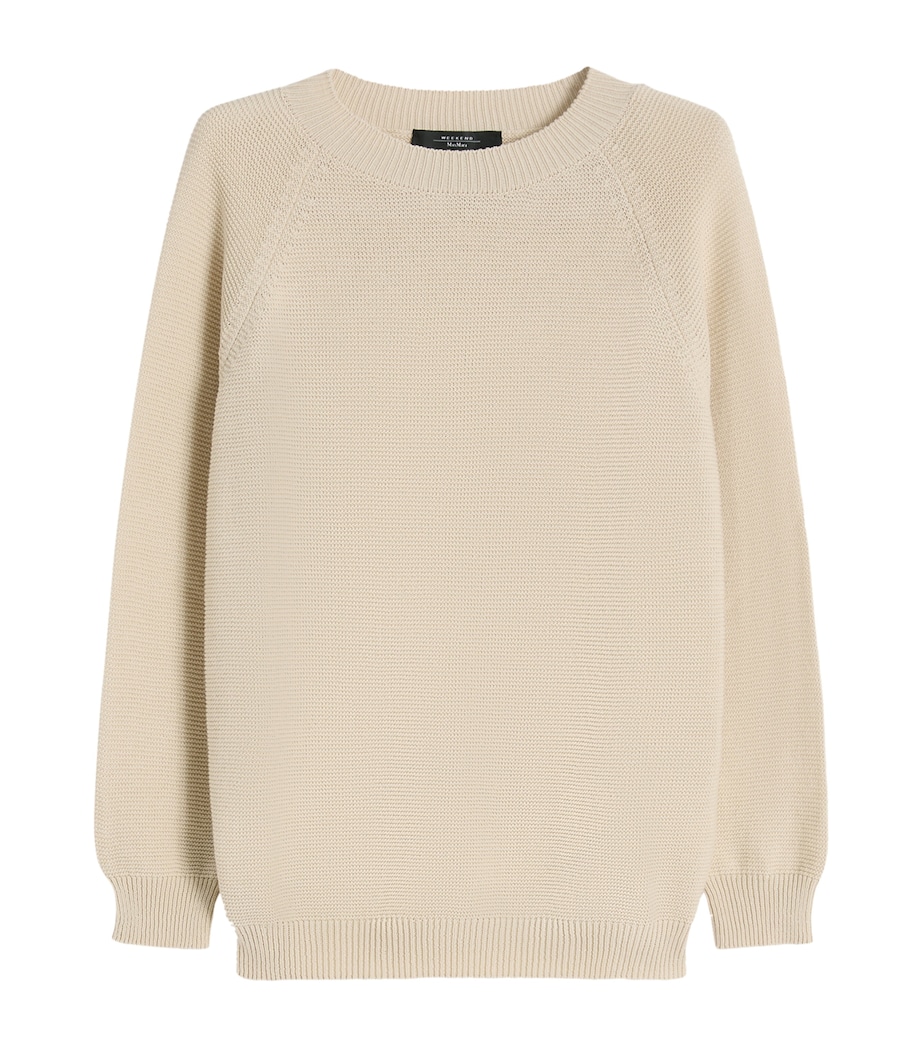 Weekend Max Mara Womens Cotton Knitted Sweater Ecru Image 1