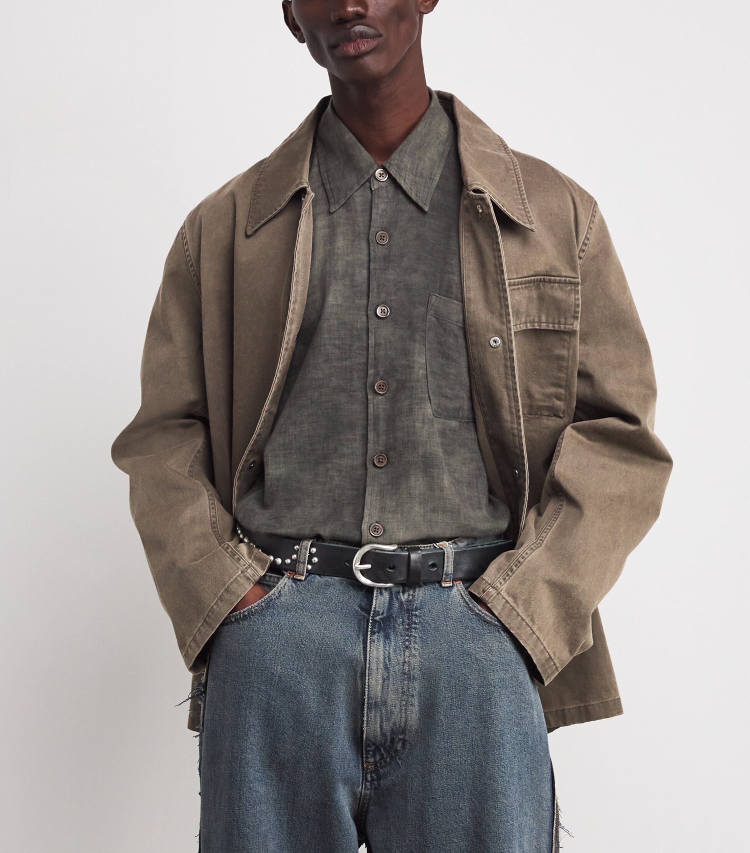 Bridle Leather Star Fall Stud Belt BLACK BRIDLE Image 2