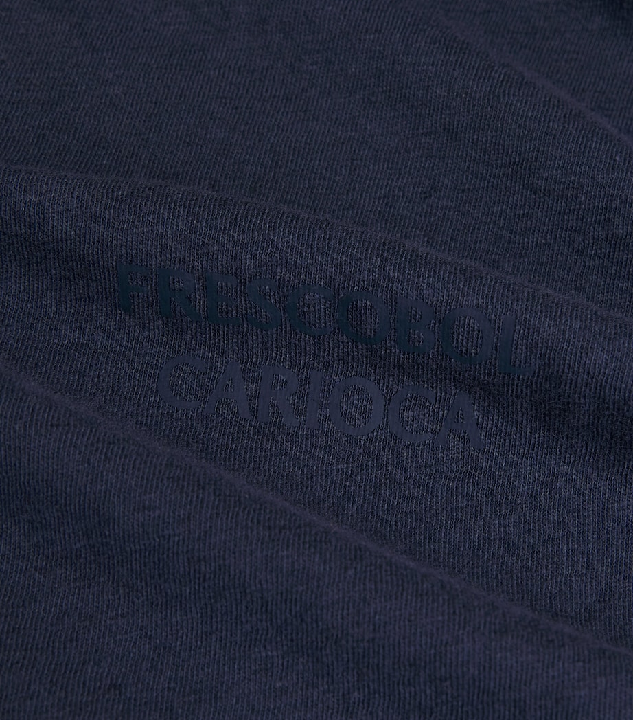 Frescobol Carioca Mens Cotton-Linen Dinis T-Shirt Midnight Blue Image 6