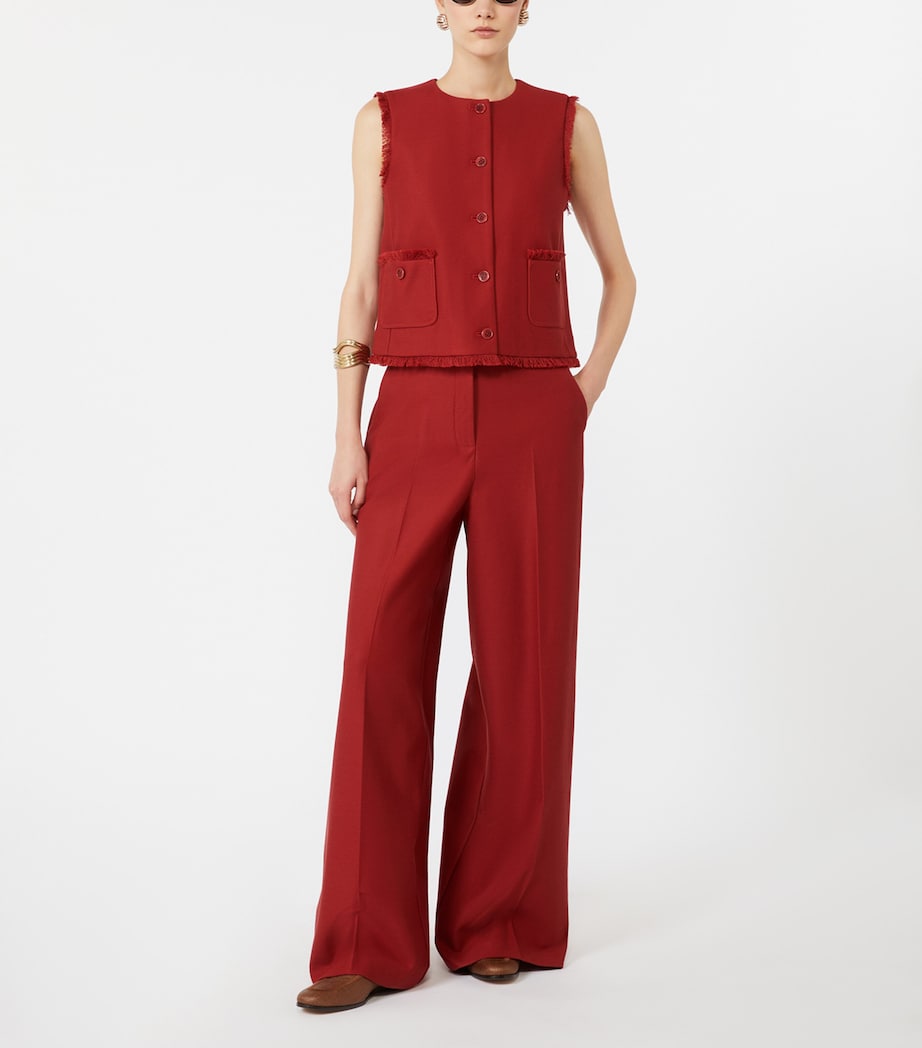 Max Mara Womens Cotton Jersey Wide-Leg Trousers Red Image 2