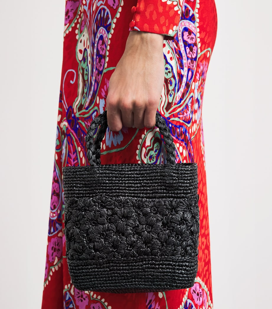 Rixo Raffia Milana Top-Handle Bag Black Image 2